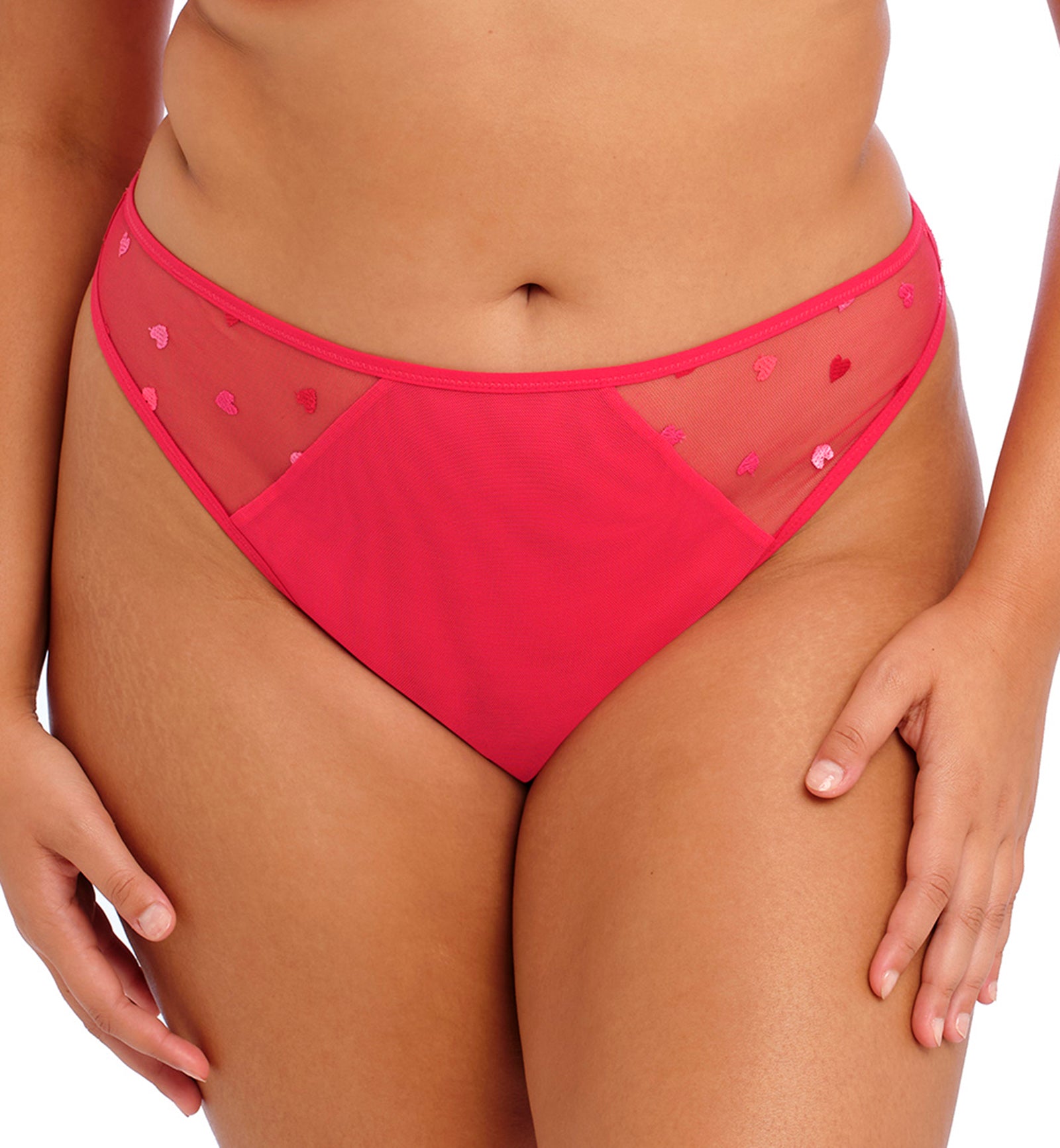 Elomi Sachi Matching Strappy Thong (4357)- Red Confetti - Breakout Bras
