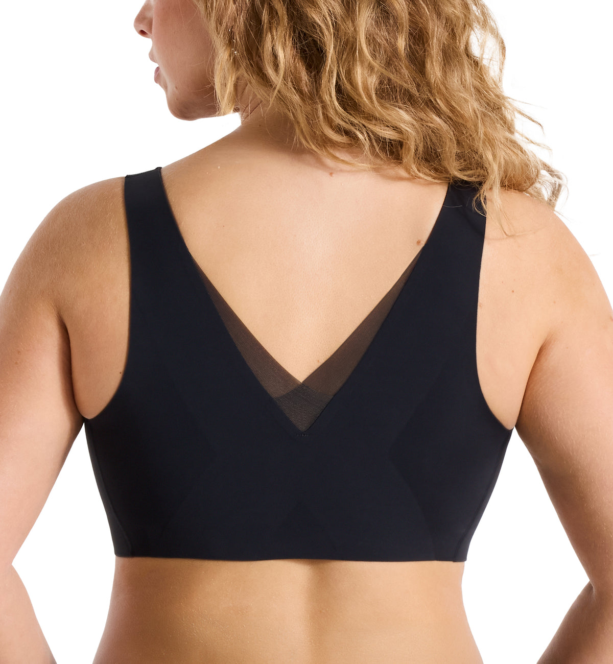 Evelyn & Bobbie Mesh EVELYN Deep V-Neck Bralette (1866),Small,Black - Black Mesh,Small