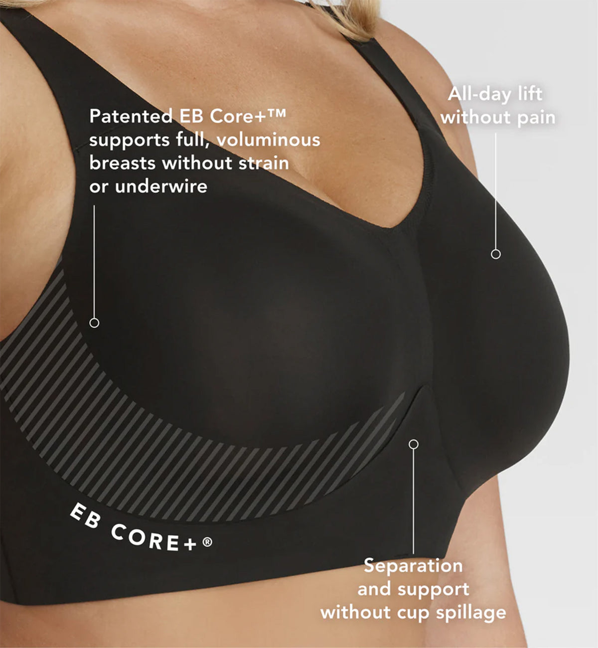 Evelyn & Bobbie BUSTY Bra (1891﻿),Small Plus,Black - Black,Small Plus