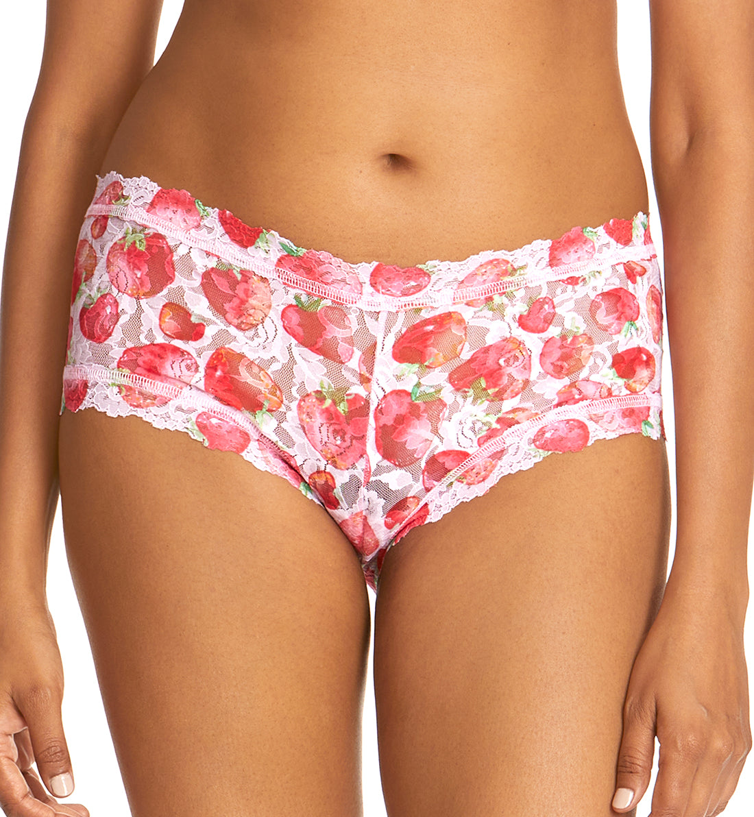 Hanky Panky Signature Lace Printed Boyshort (PR4812P),XS,Strawberry Fields - Strawberry Fields,XS