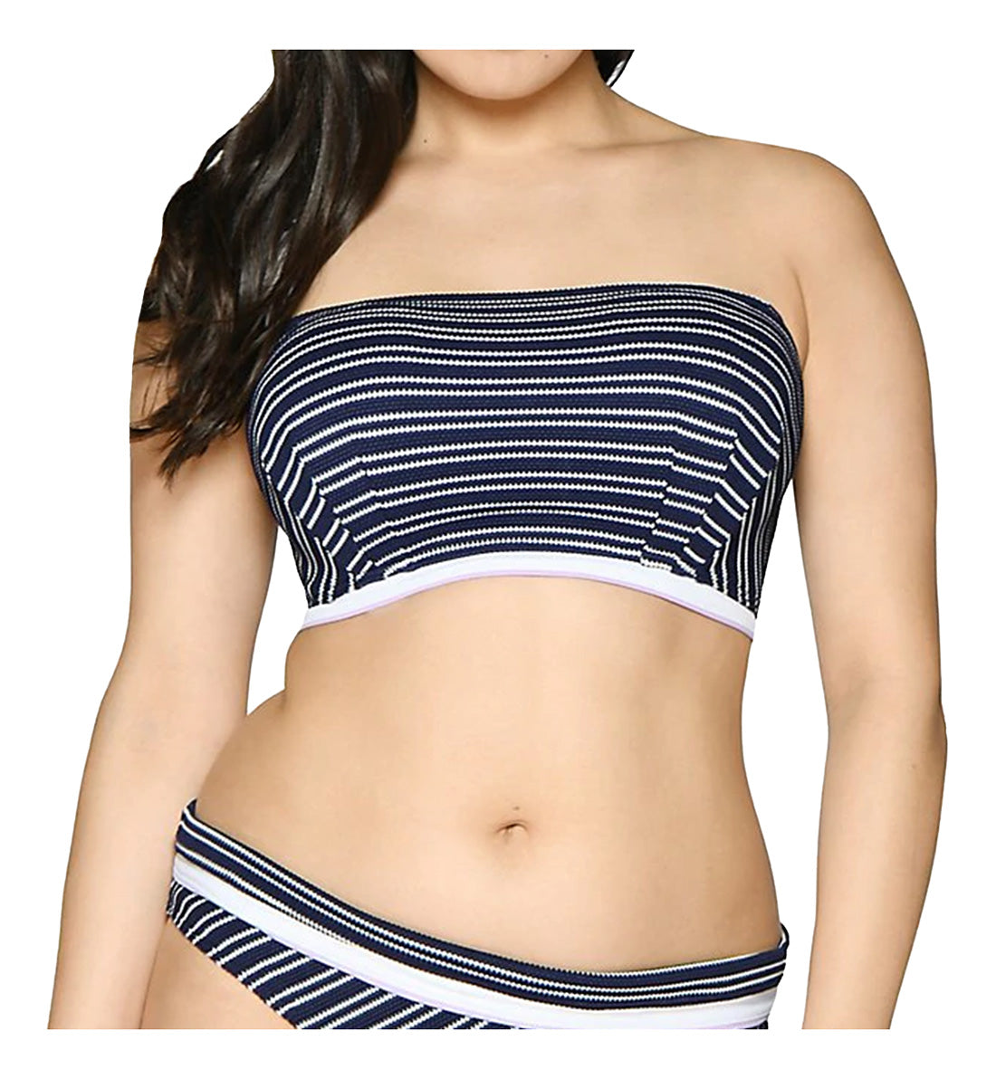 Curvy Kate Sailor Girl Bandeau Underwire Bikini Top (CS003307),28FF,Navy Stripe - Navy Stripe,28FF