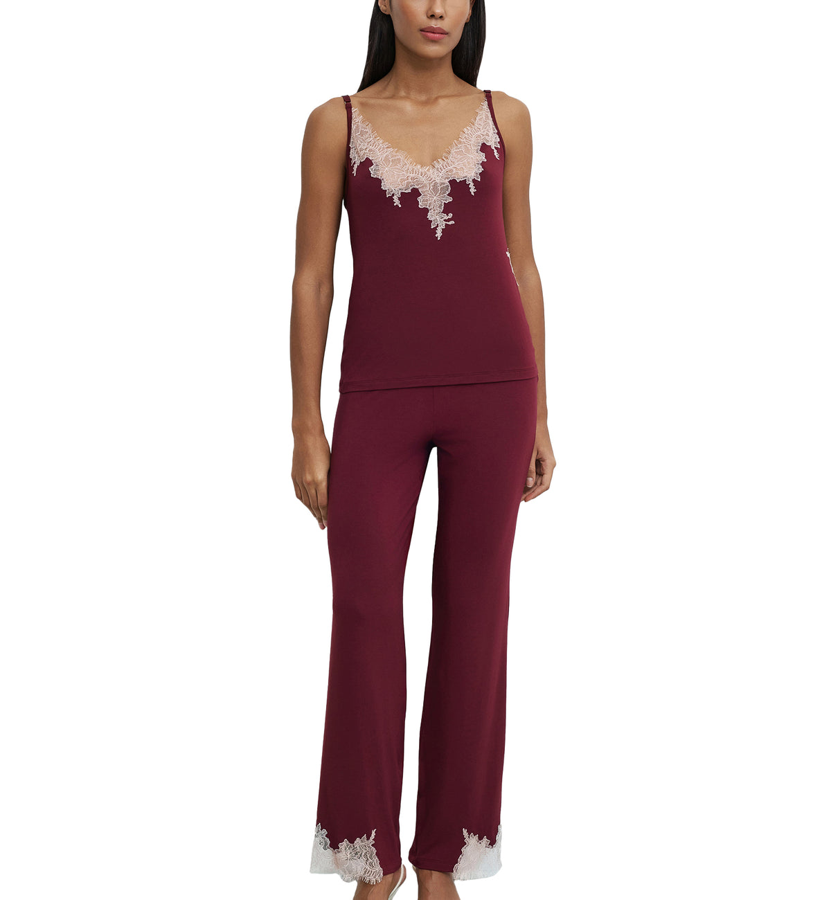 effetto Bamboo Gone With The Wind PJ Cami & Pants Set (03163/1),Small,Cherry Lacquer - Cherry Lacquer,Small