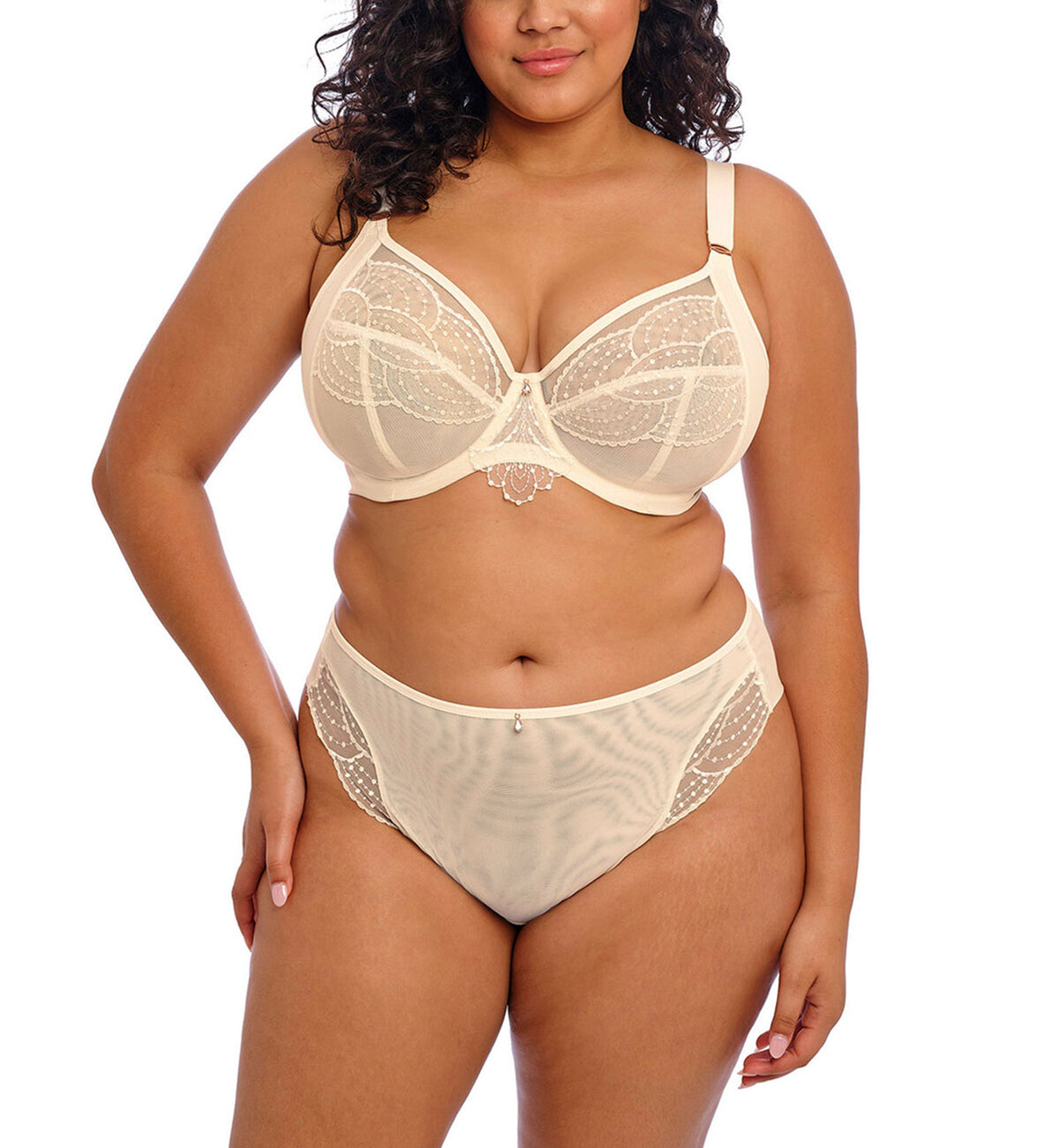 Elomi Priya Brazilian Panty (4557),Medium,Vanilla - Vanilla,Medium