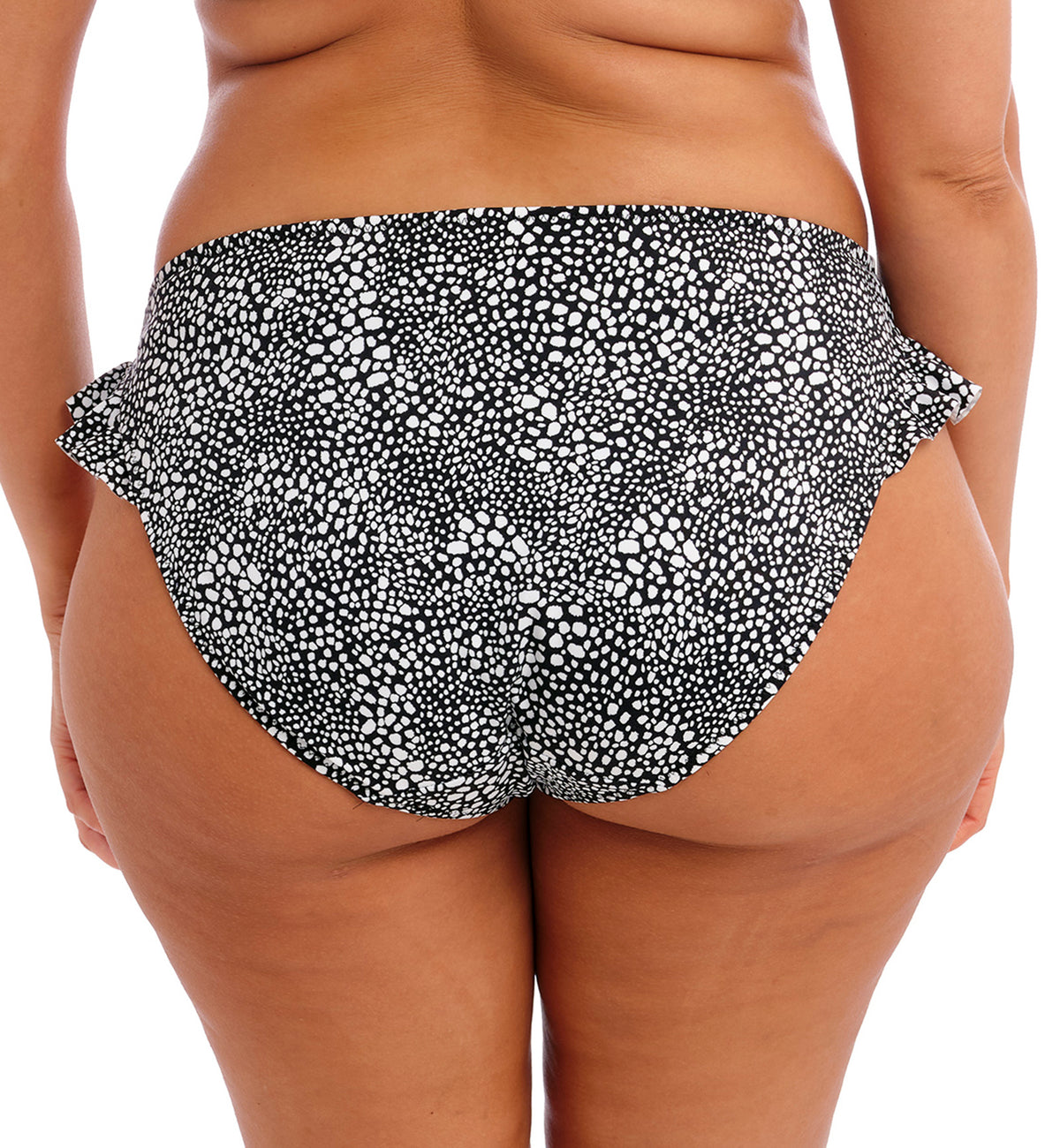 Elomi Pebble Cove High Leg Frill Swim Brief (ES801185),UK 14,Black - Black,UK 14