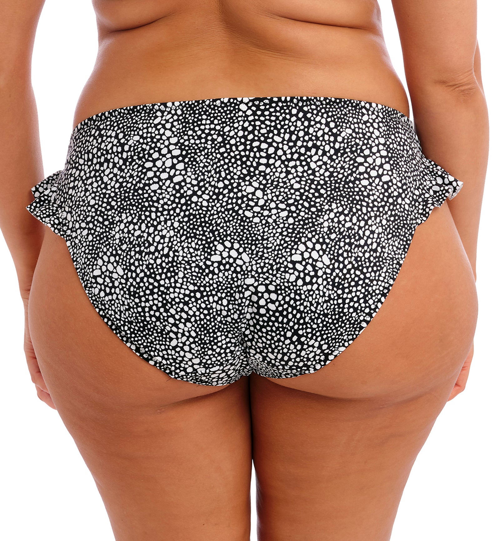 Elomi Pebble Cove High Leg Frill Swim Brief (ES801185),UK 14,Black - Black,UK 14