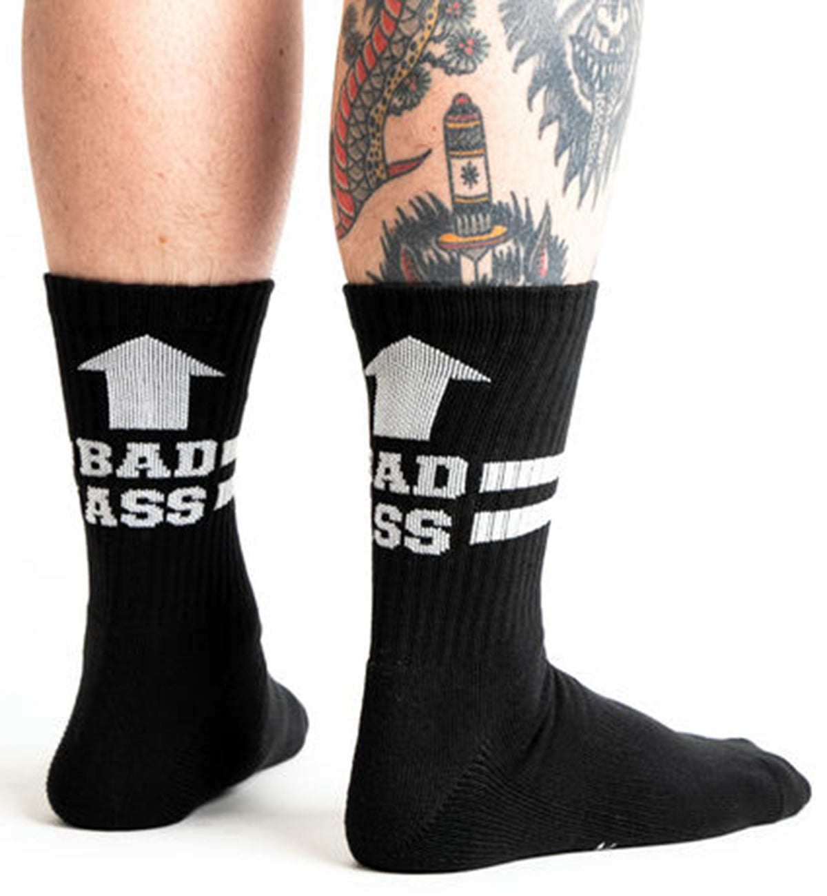SOCK it to me Athletic Ribbed Crew Socks (R0034-1),Bad Ass (Black) - Bad Ass (Black),One Size