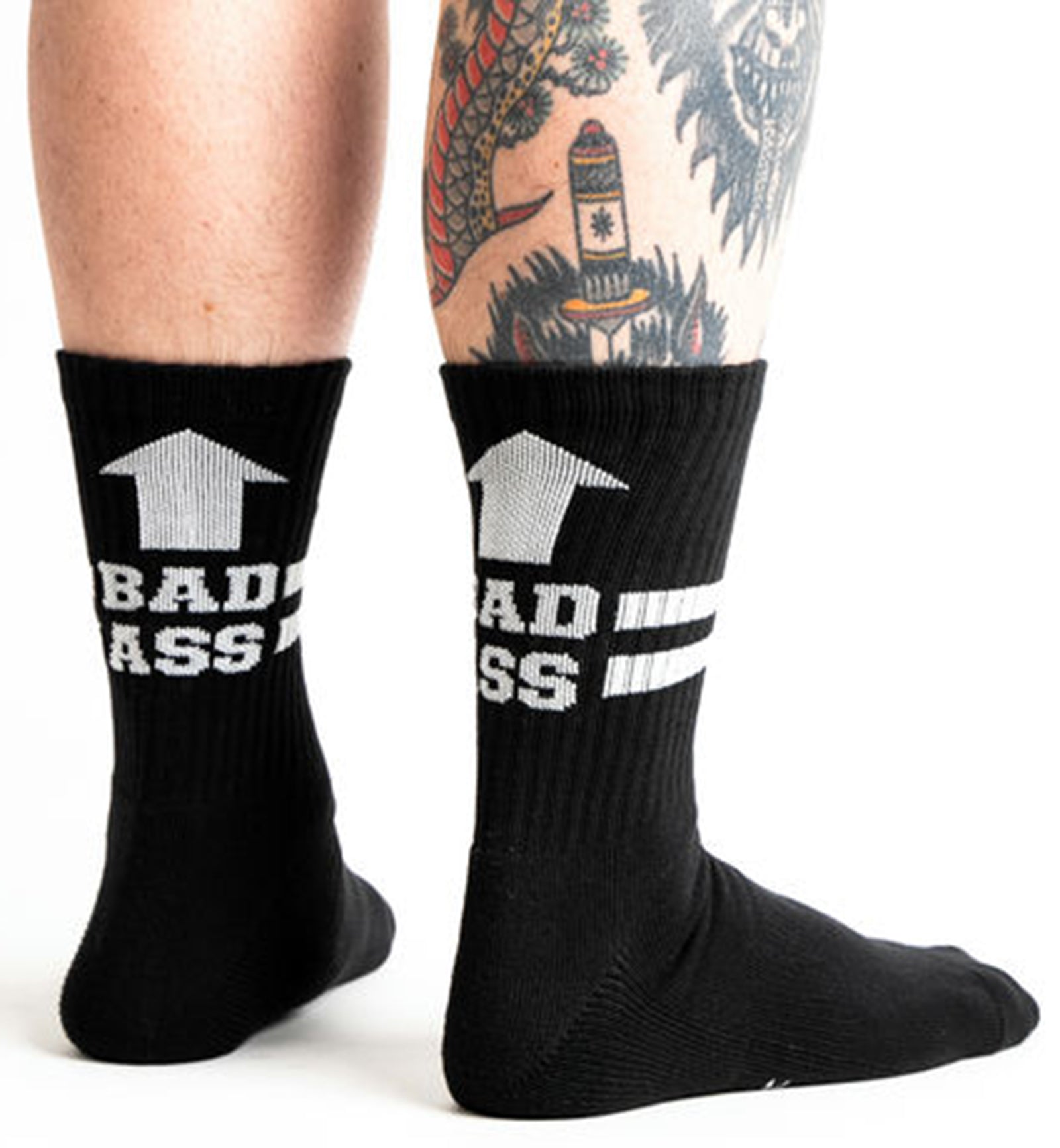 SOCK it to me Athletic Ribbed Crew Socks (R0034-1),Bad Ass (Black) - Bad Ass (Black),One Size