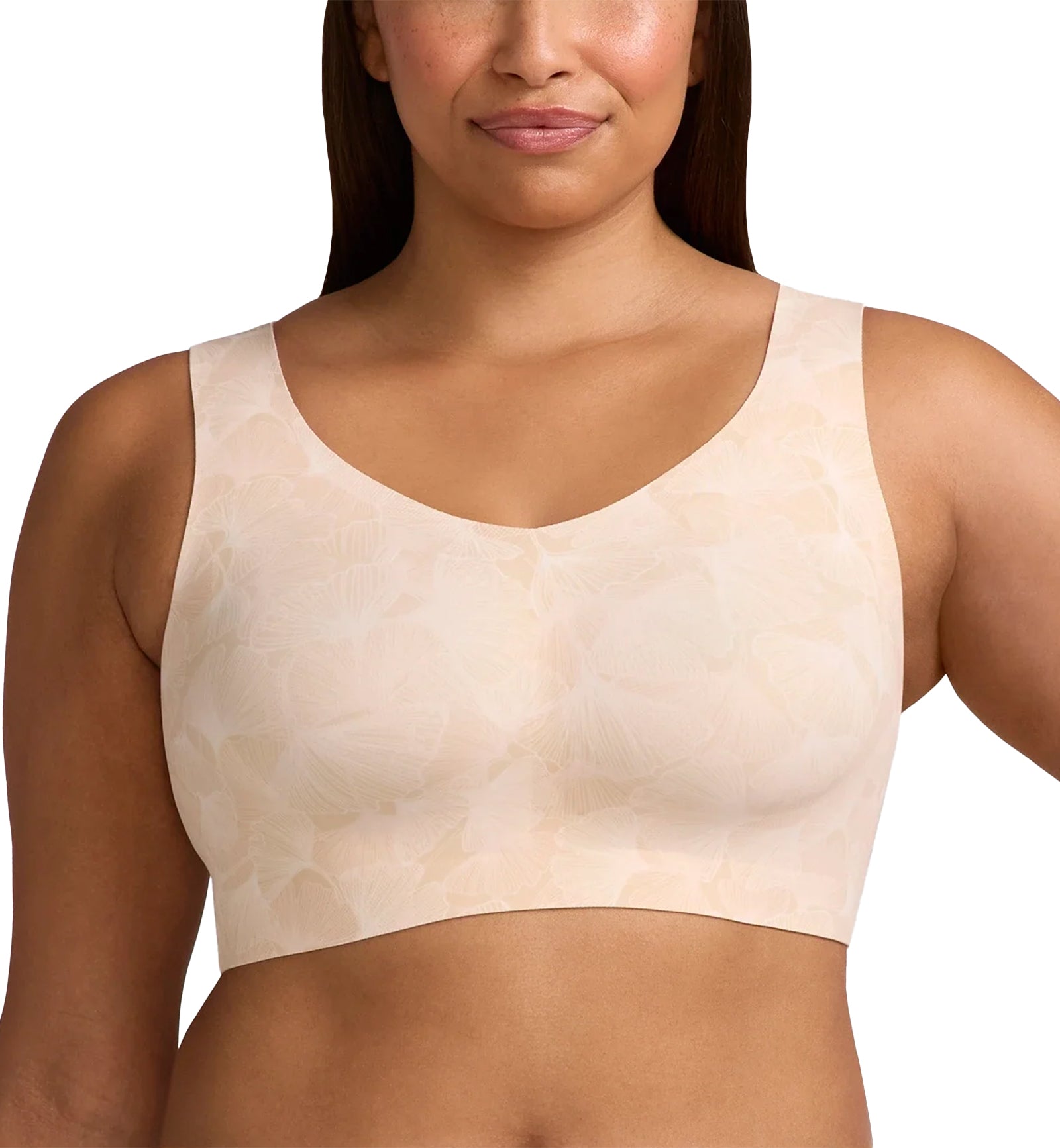 Evelyn & Bobbie DEFY V-Neck Bralette w/ Removable Pads (1728﻿),Small,Champagne Ginkgo - Champagne Ginkgo,Small