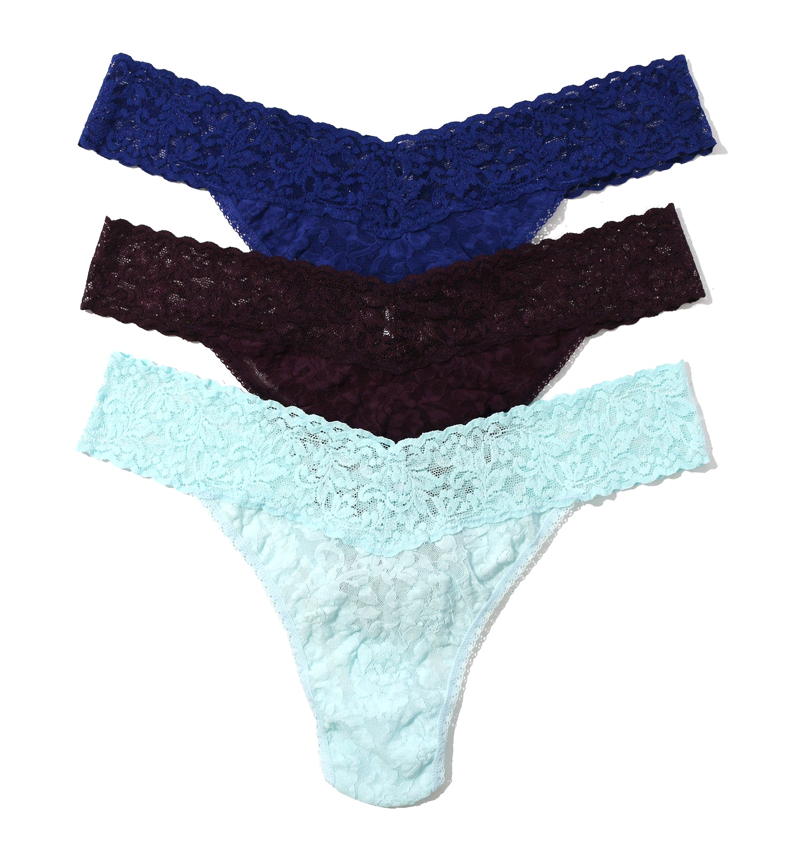 Hanky Panky 3-PACK Signature Lace Original Rise Thong (48113PK),Nightfall - Nightfall,One Size