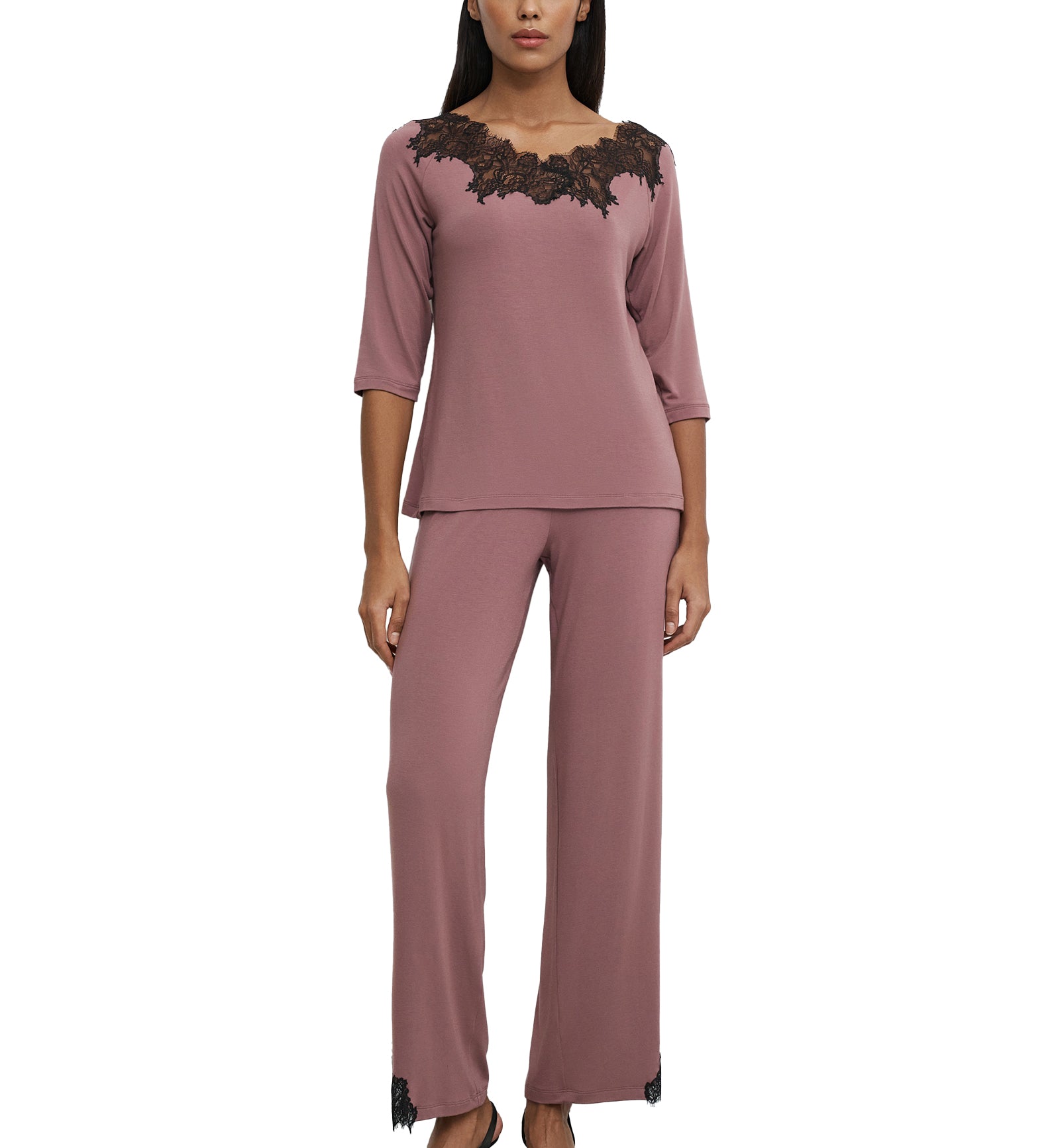 effetto Bamboo Enigma PJ 3/4 Shirt and Pants Set (03338),Small,Ash Rose - Ash Rose,Small