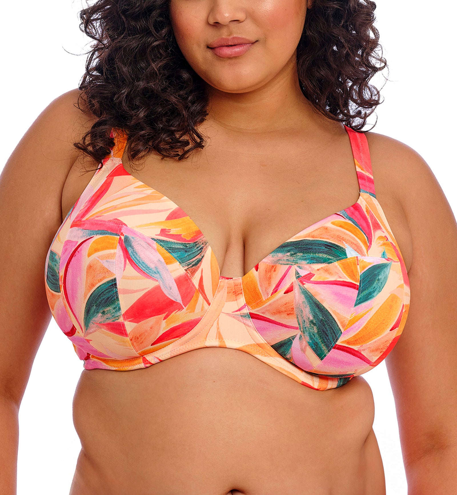 Elomi Sancho Beach Plunge Underwire Bikini Top (ES802502),34G,Mango - Mango,34G