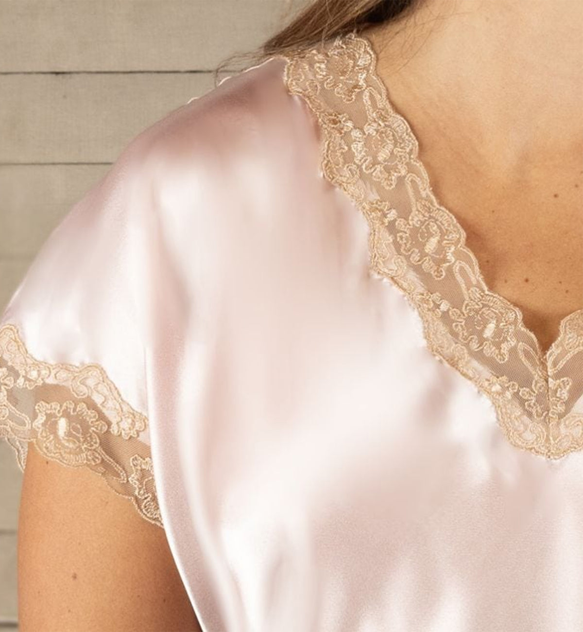 Shadowline Charming Lace Trim Sleepshirt (4503),XS,Blush - Blush,XS