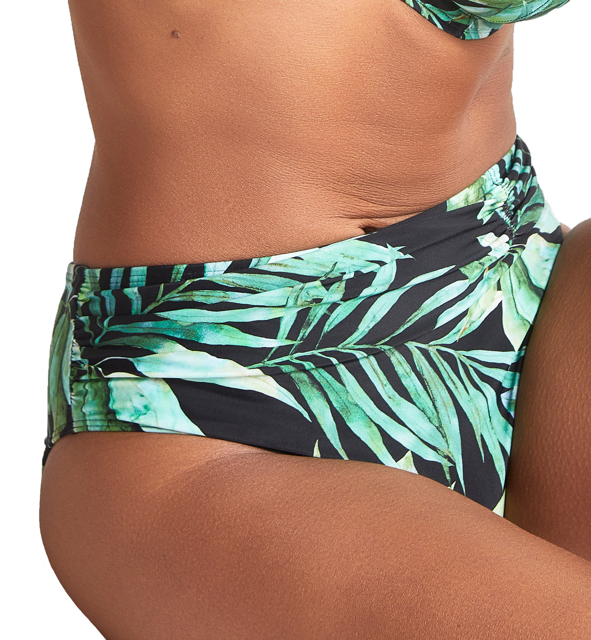 Panache Bali Midi Gathered Swim Pant (SW1646),8-XS,Palm Print - Palm Print,XS