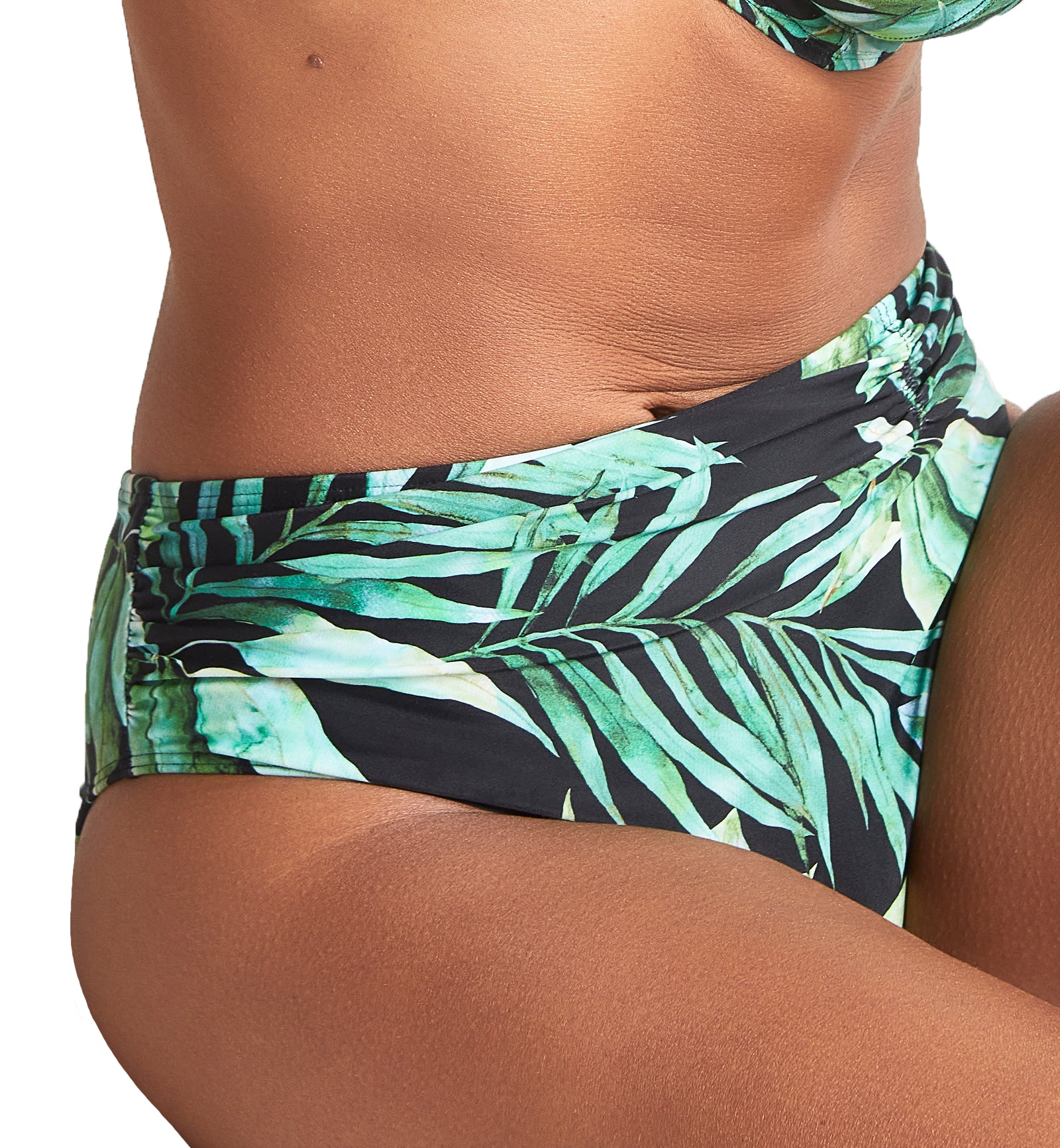 Panache Bali Midi Gathered Swim Pant (SW1646),8-XS,Palm Print - Palm Print,XS