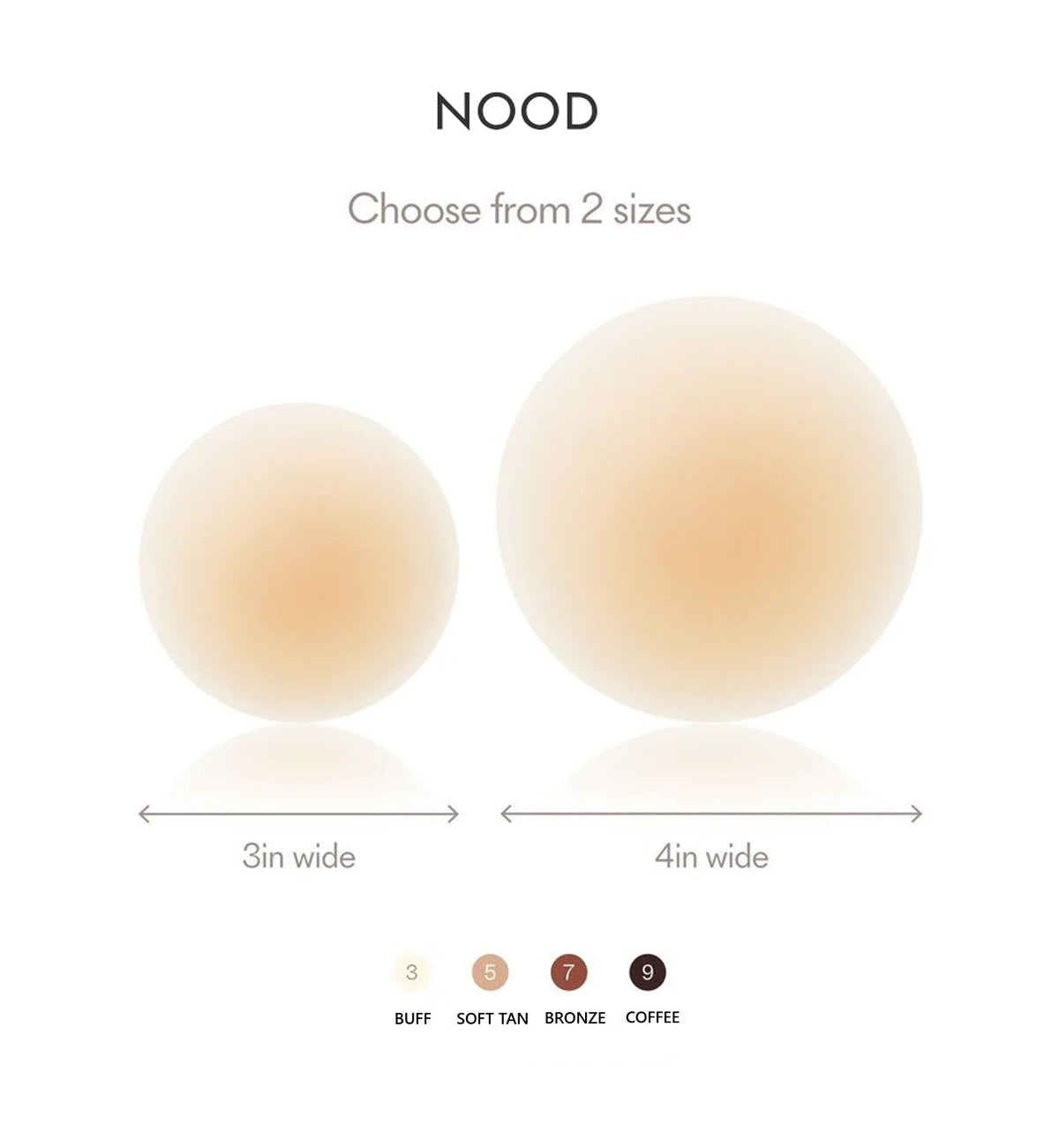 NOOD No-Show Round Adhesive Reusable Nipple Covers (4 inch),No. 7 / Bronze - Bronze,4 INCH