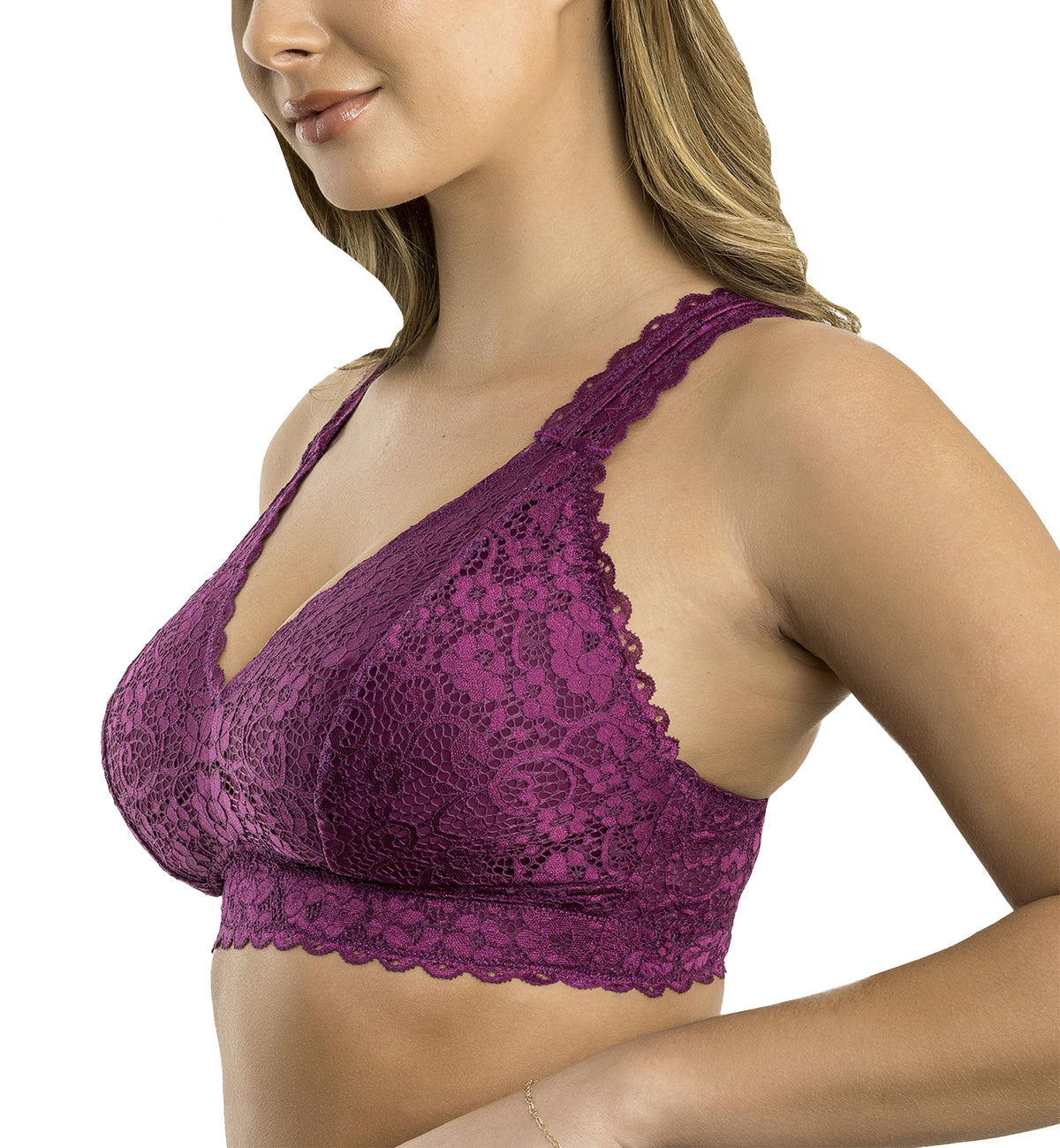 Parfait Adriana Banded Stretch Lace Wireless Bralette (P5482),30D,Blackberry - Blackberry,30D