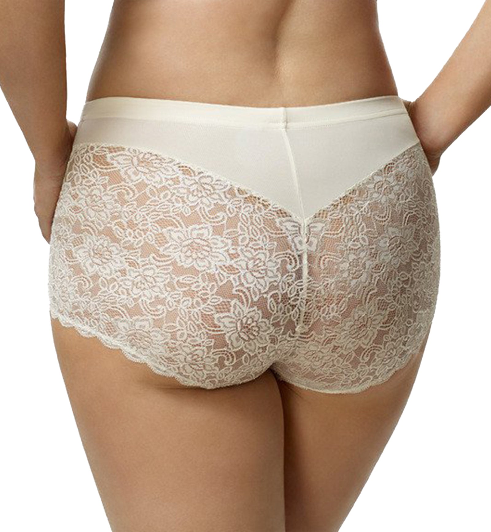 Elila Stretch Lace Cheeky Full Panty (3311),Medium,Ivory - Ivory,Medium