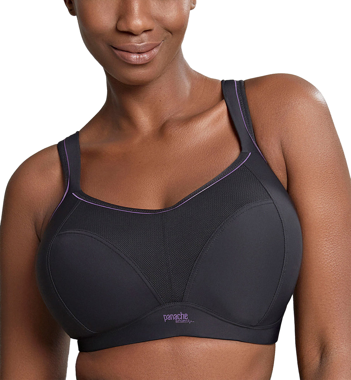 Panache Boundless Racerback Non-Wire Sports Bra (7341),28E,Black - Black,28E
