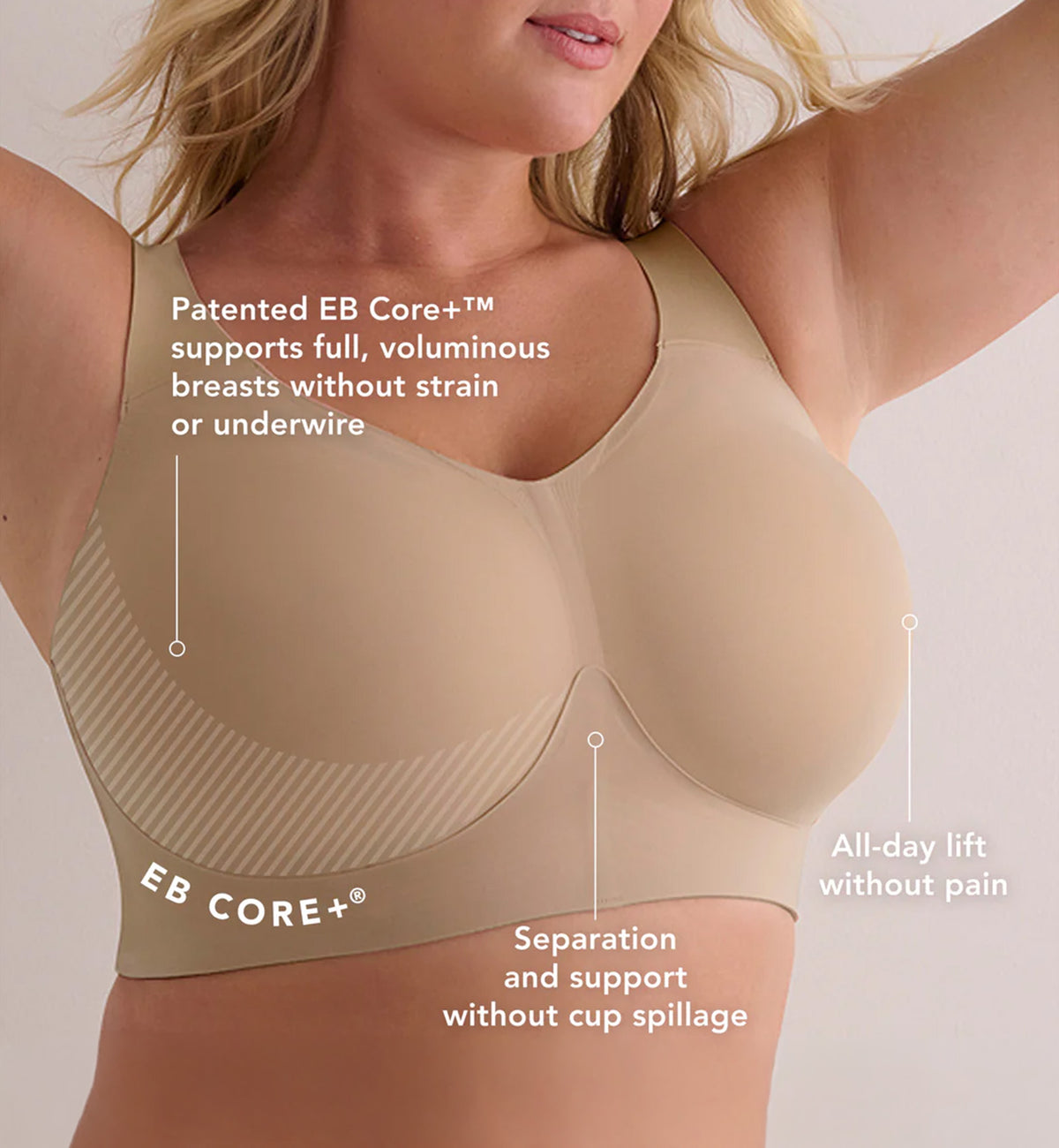 Evelyn & Bobbie BUSTY Bra (1891﻿),Small Plus,Sand - Sand,Small Plus