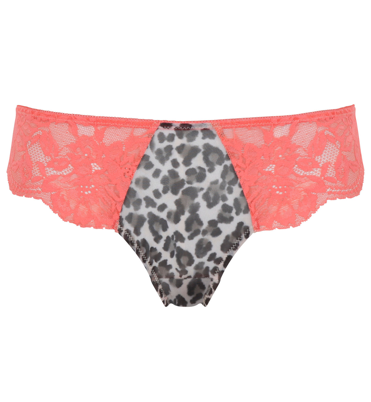 Panache Nina Brazilian Panty Brief (10942),XS,Leopard/Coral - Leopard/Coral,XS