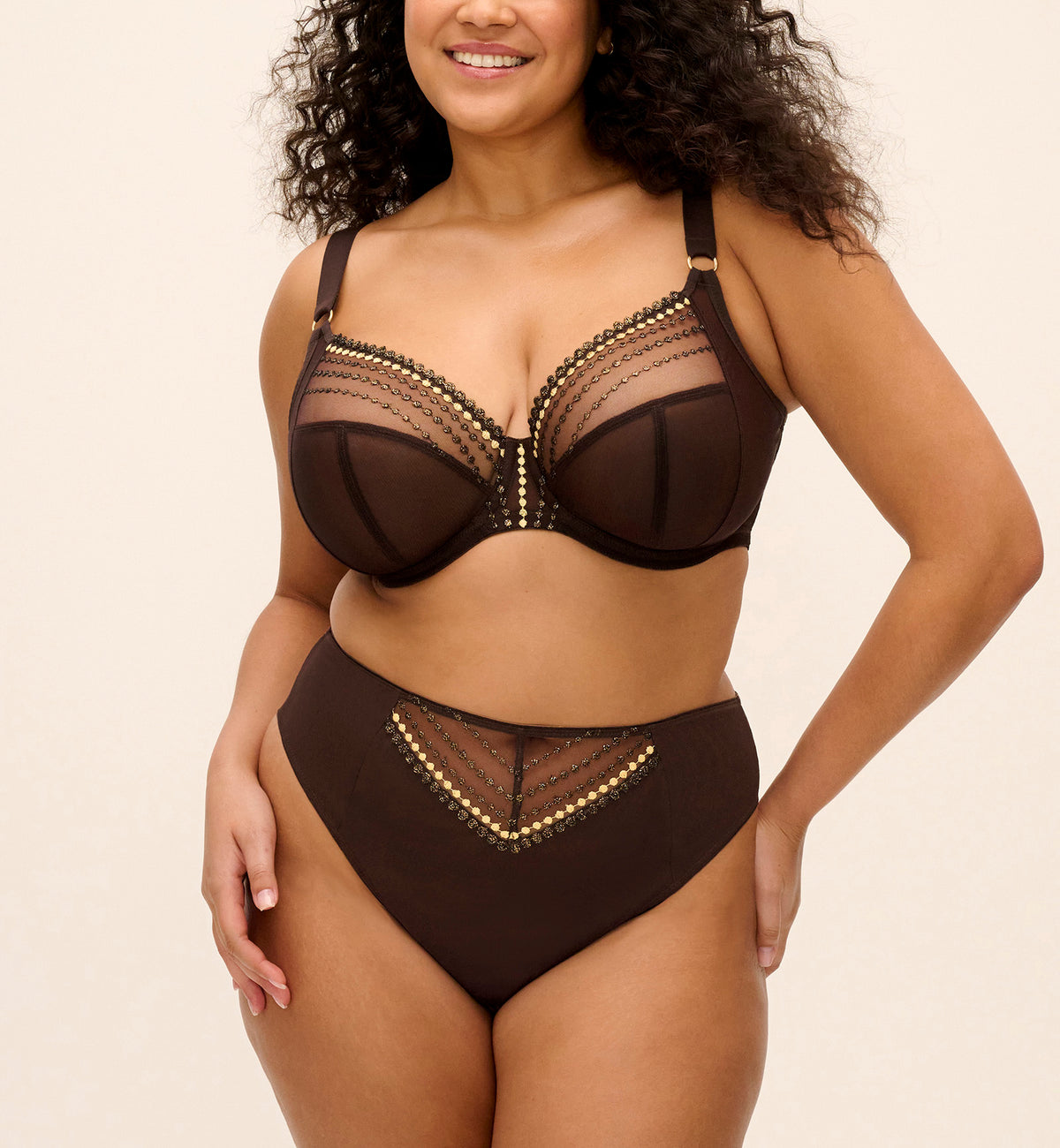 Elomi Matilda Banded Plunge Underwire Bra (8900),32G,Gold Rush - Gold Rush,32G