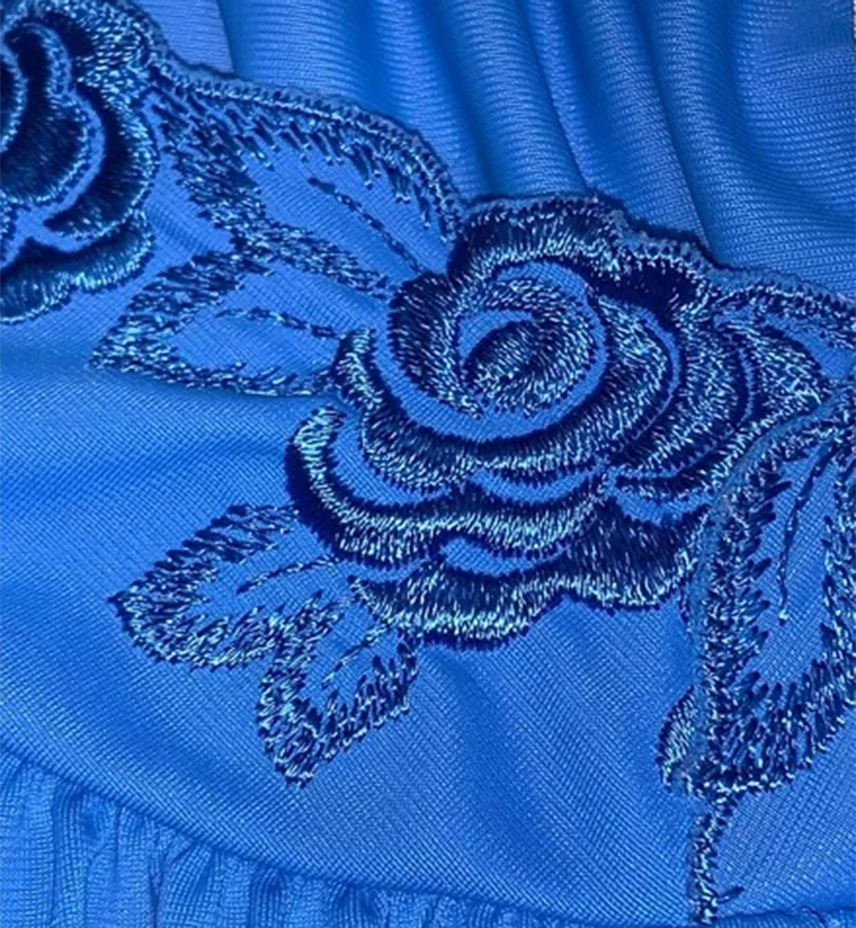 Shadowline Petals 3/4 Sleeve Button Down Short Robe (77280),S,Sapphire - Sapphire,Small