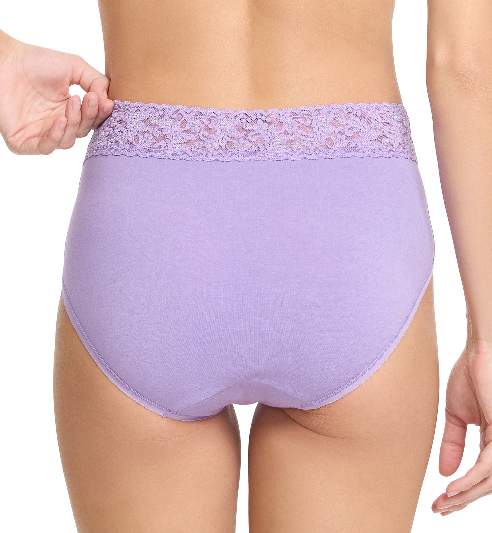 Hanky Panky Cotton French Brief with Lace (892461),Small,Grape Juice - Grape Juice,Small