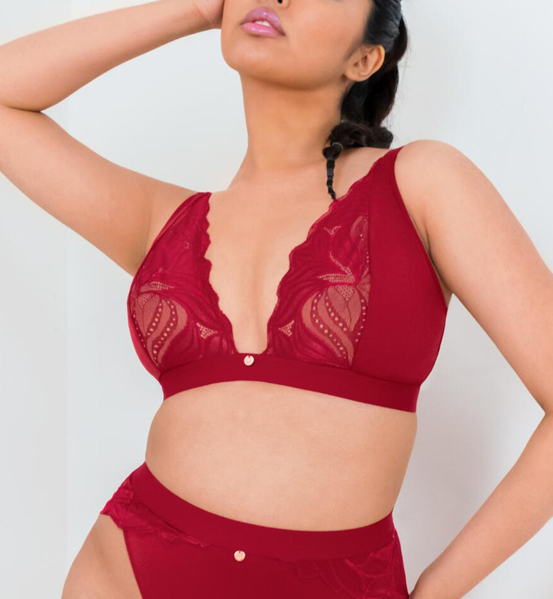 Scantilly by Curvy Kate Indulgence Plunge Bralette (ST010110)- Red -  Breakout Bras