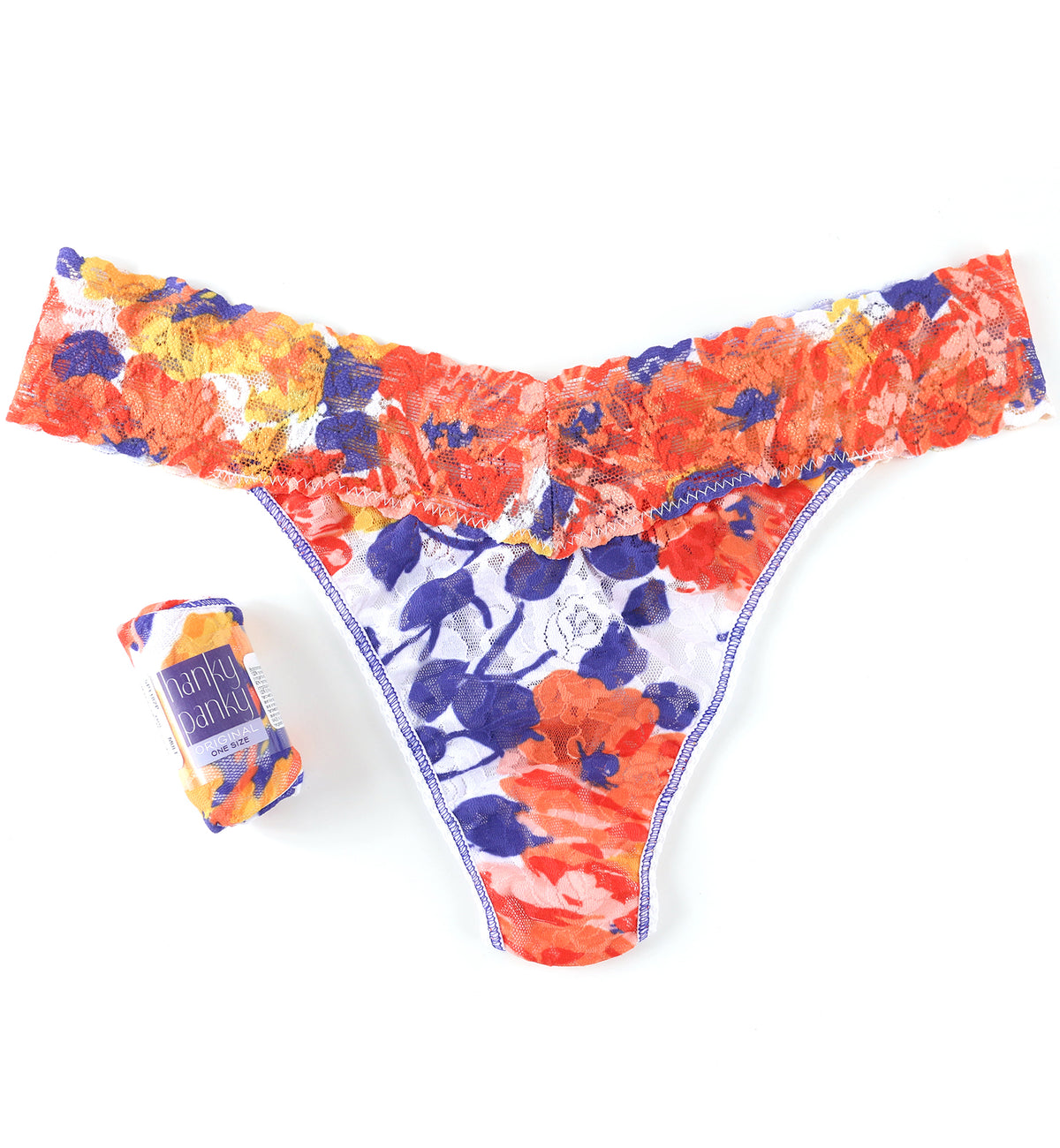 Hanky Panky Signature Lace Printed Original Rise Thong (PR4811P),Sunrise Blossom - Sunrise Blossom,One Size