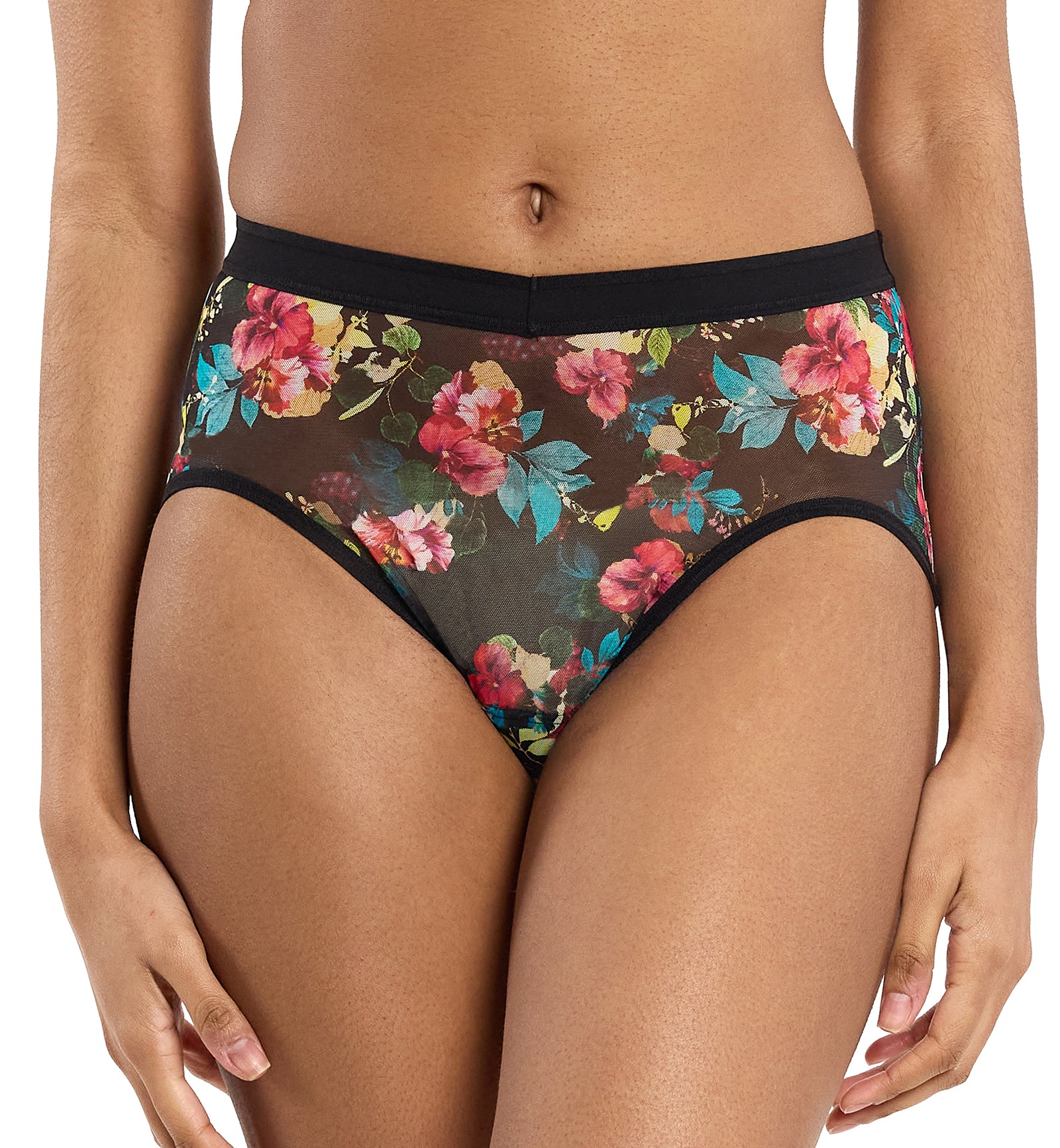 Hanky Panky Mesh High Cut French Brief (7M2444),XS,Botanic Romantic - Botanic Romantic,XS