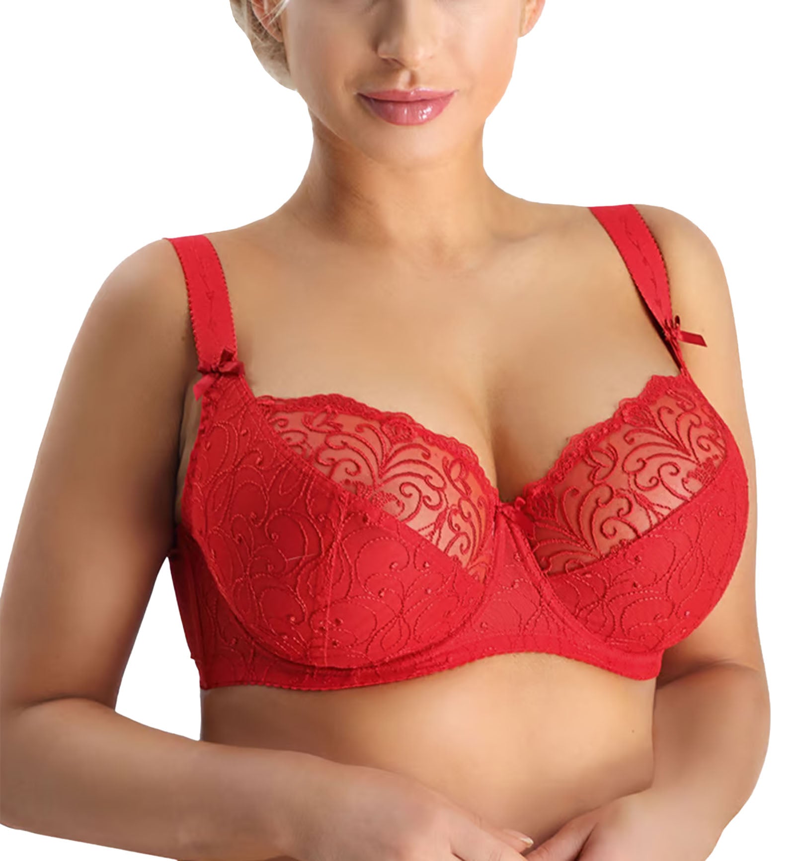 Nessa Sonata Underwire Soft Balcony Bra (N500),30J,Red - Red,30J