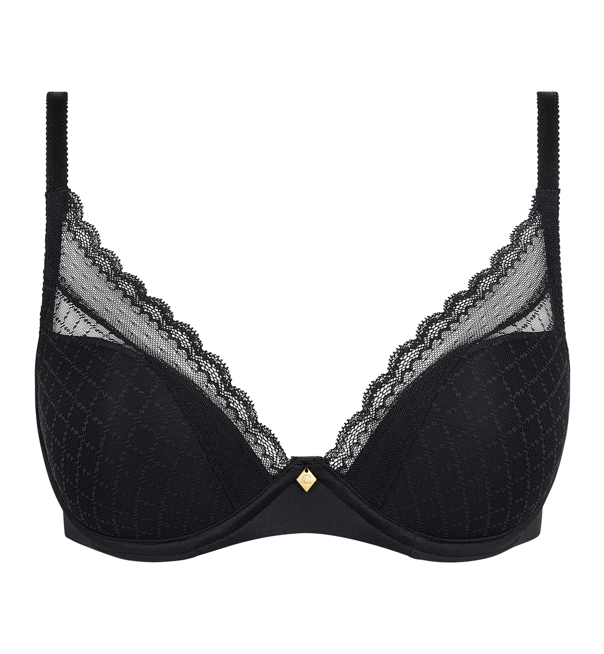 Chantelle Chic Plunge T-Shirt Bra (C16MNA),30D,Black - Black,30D