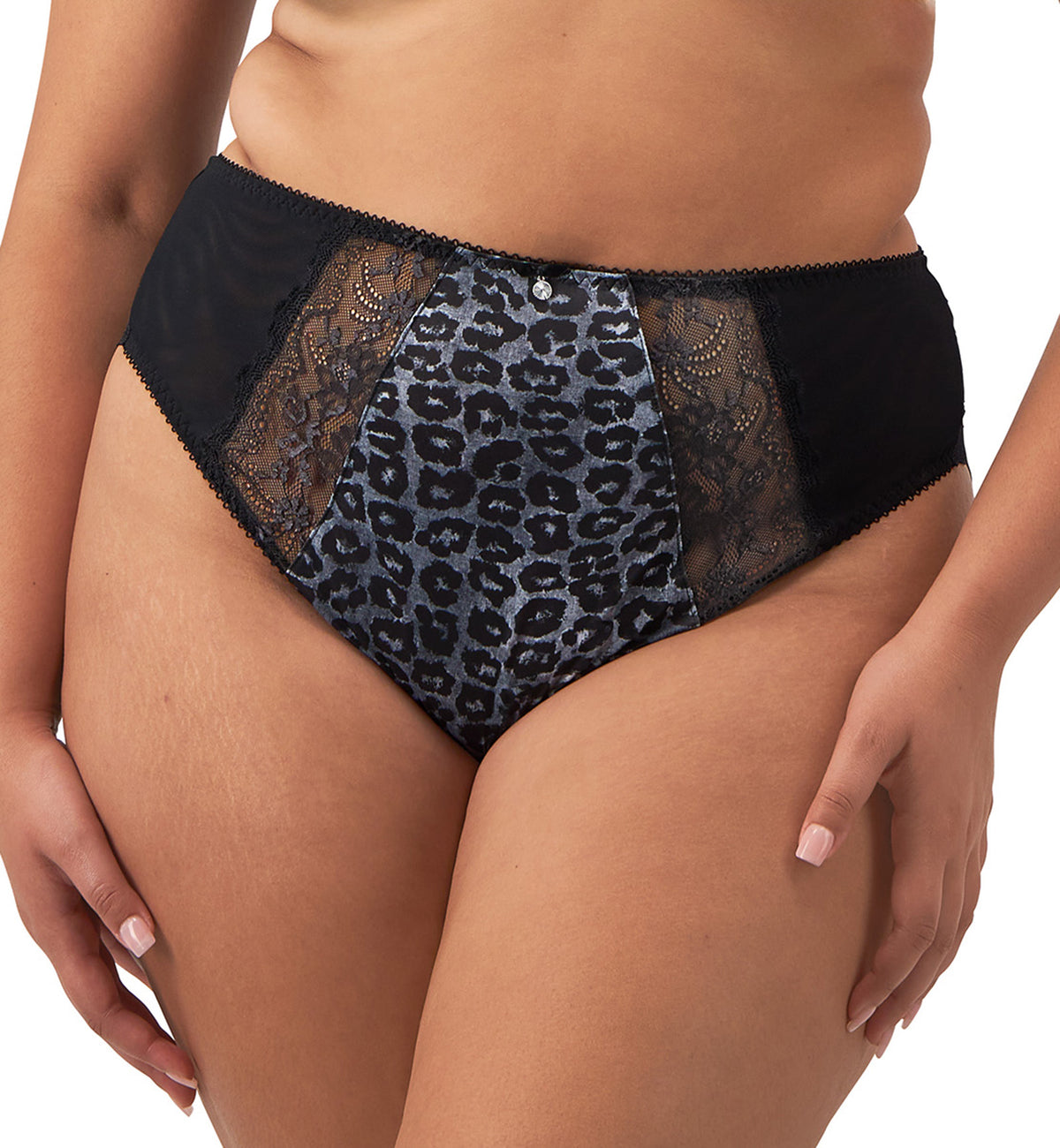 Elomi Morgan High Leg Brief Panty (4118),Medium,Snow Leopard - Snow Leopard,Medium