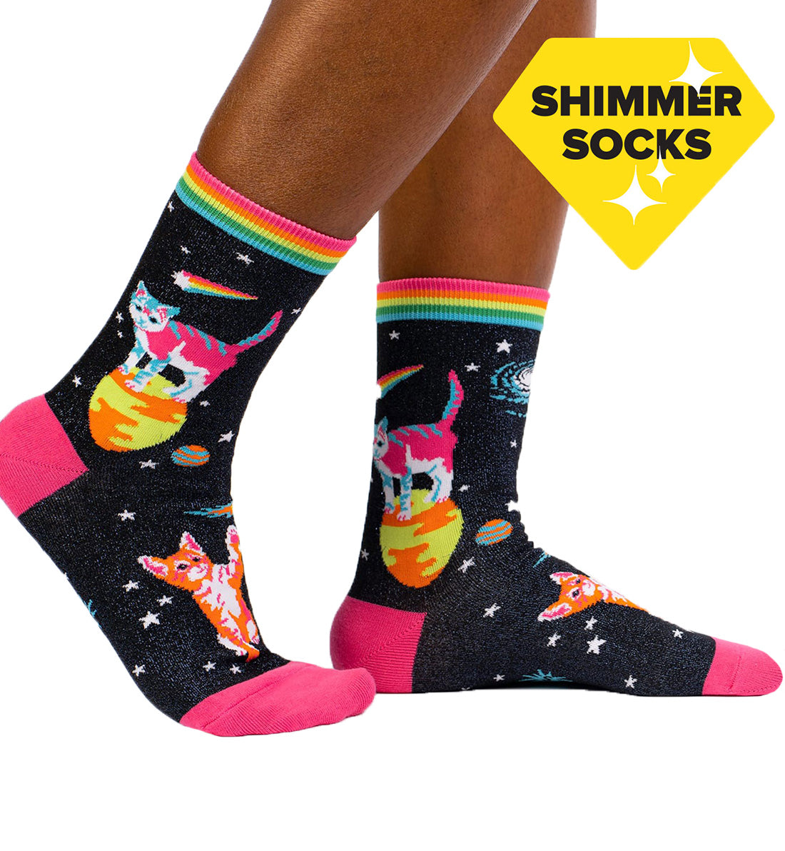SOCK it to me Women's Crew Socks (w0262)- Space Cats - Space Cats,One Size