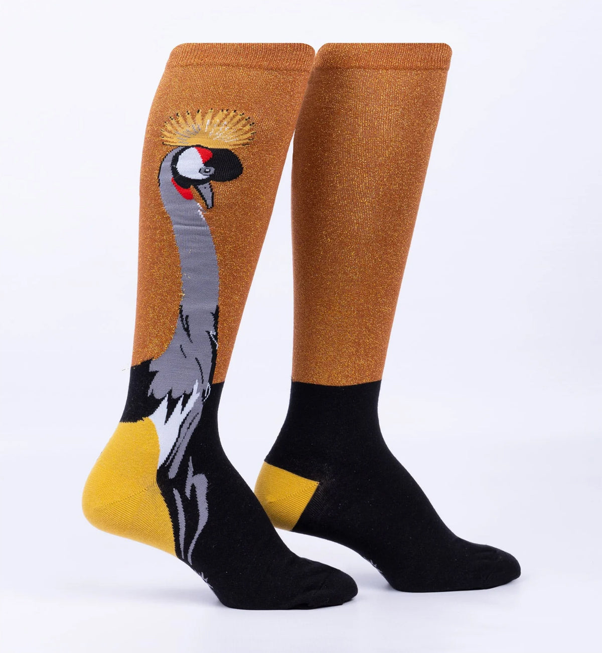 SOCK it to me Unisex Knee High Socks (F0623),Crowned Crane - Crowned Crane,One Size