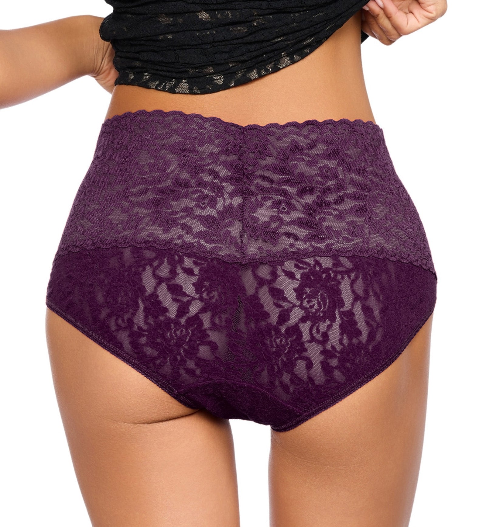 Hanky Panky Retro Lace V-kini (9K2124),Small,Plum - Plum,Small