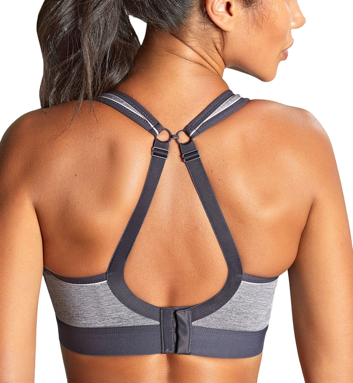 Panache Boundless Racerback Non-Wire Sports Bra (7341),28DD,Charcoal Marl - Charcoal Marl,28DD