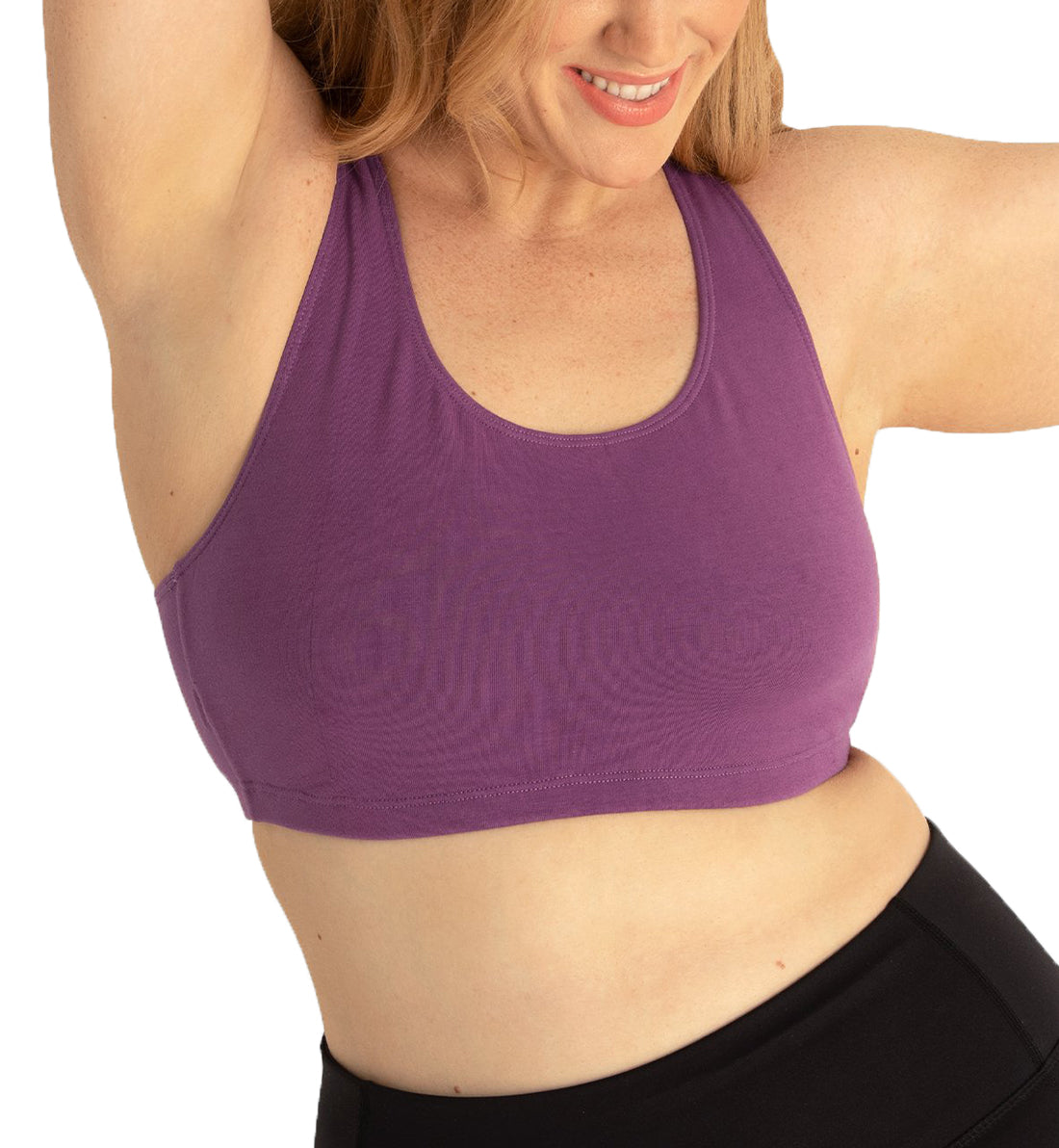 Leading Lady Serena Wirefree Racerback Sports Bra (514),38 DD/F/G,Amethyst Plum - Amethyst Plum,38 DD/F/G