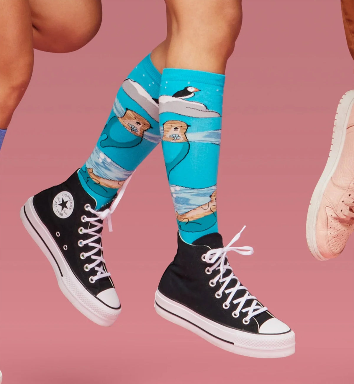 SOCK it to me Unisex Knee High Socks (F0627),Plays Well With Otters - Plays Well With Otters,One Size