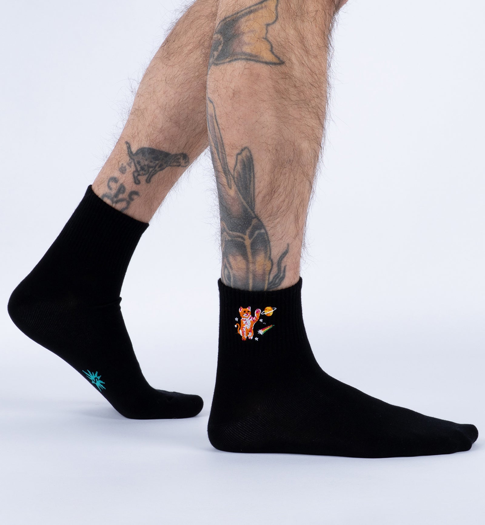SOCK it to me Quarter Crew Socks (E0004),Space Cats - Space Cats,One Size