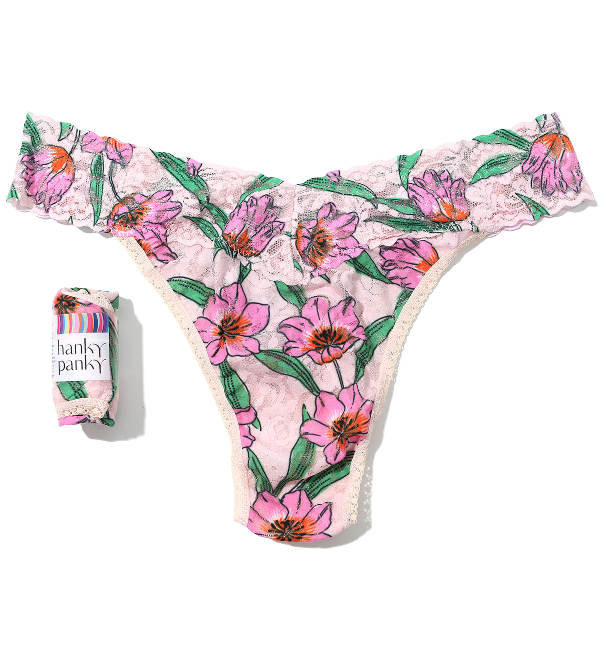 Hanky Panky Signature Lace Printed Original Rise Thong (PR4811P),Memoir - Memoir,One Size