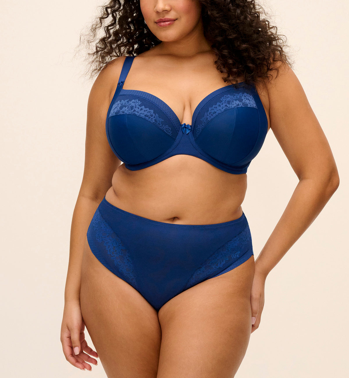 Elomi Nerina Stretch Lace Plunge Underwire Bra (302734),32G,French Navy - French Navy,32G