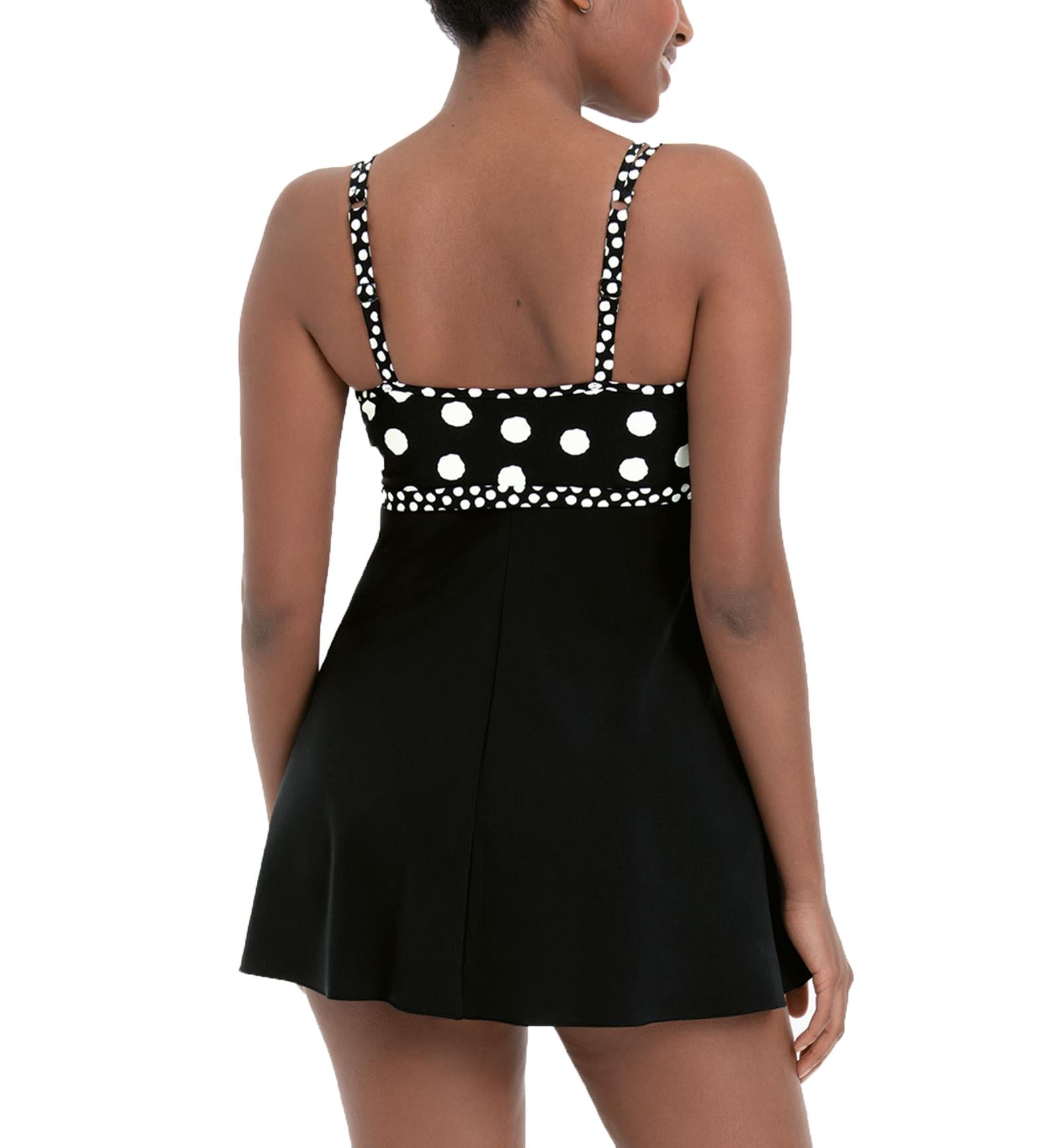 Anita Care Summer Dot Jena Flowy Swim Tankini Top (6584-1),32E,Black/White - Black/White,32E
