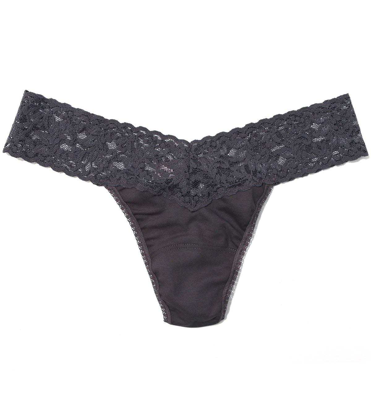 Hanky Panky Cotton Low Rise Thong (891581),Granite - Granite,One Size