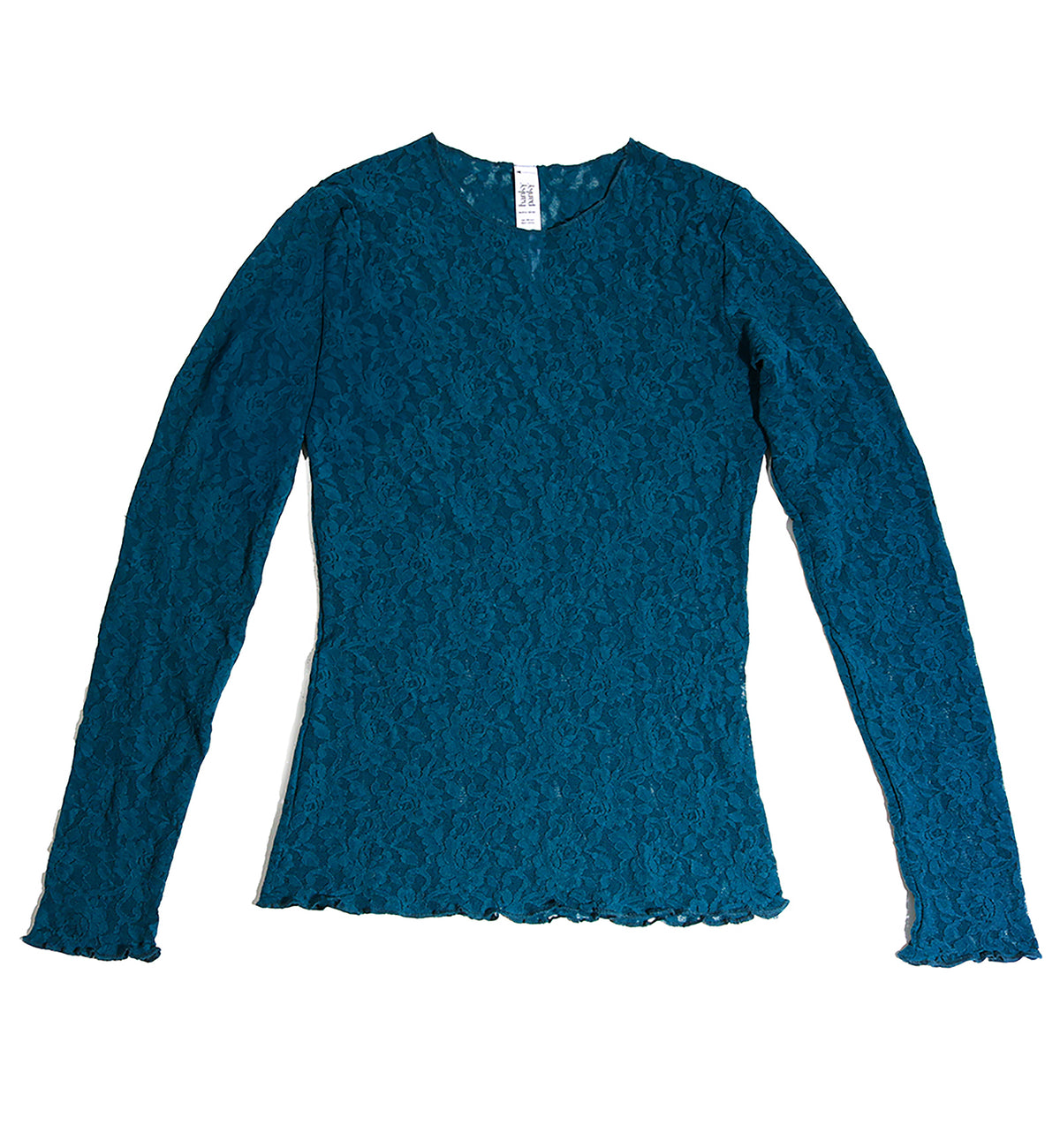 Hanky Panky Signature Lace Unlined Long Sleeve Top (128L),XS,Hot Teal - Hot Teal,XS
