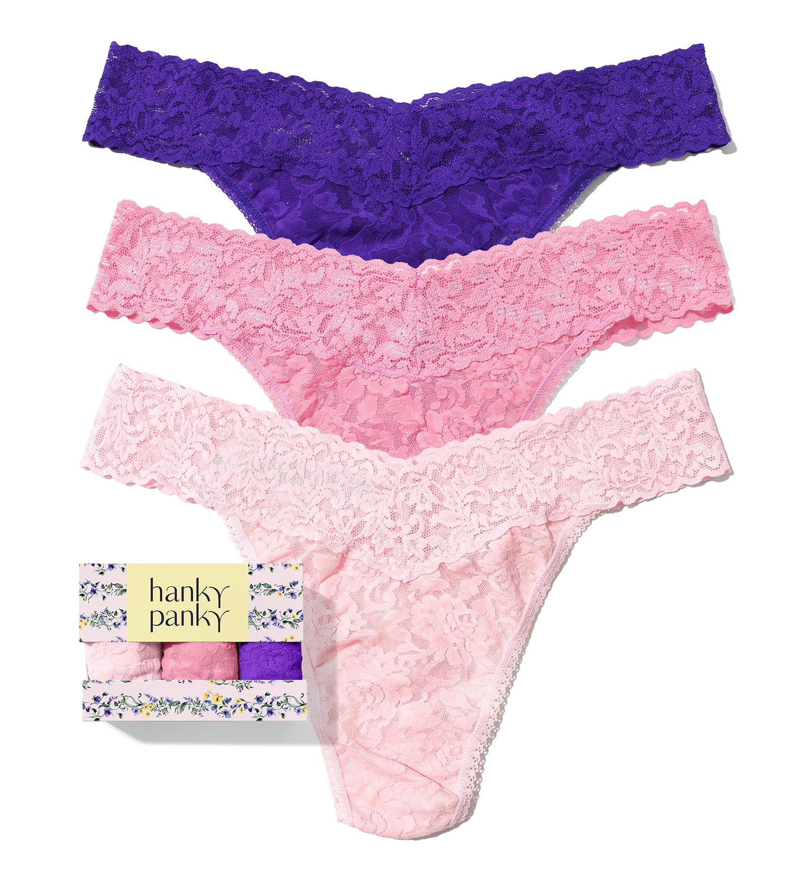 Hanky Panky 3-PACK Signature Lace Original Rise Thong (48113PK),Heirloom - Heirloom,One Size