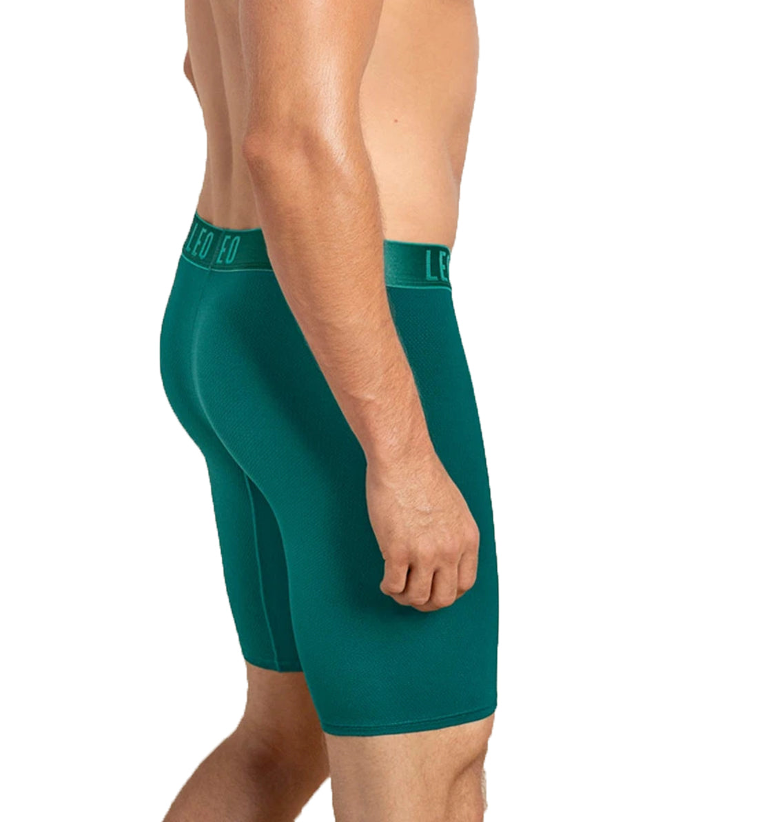LEO Men's Perfect Fit Long Leg Boxer Brief (033290N),Medium,Green - Green,Medium