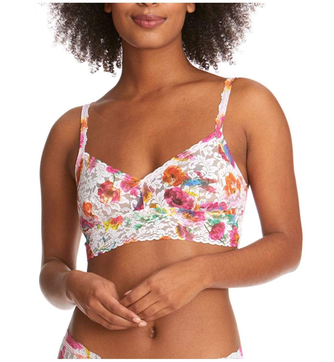 Hanky Panky Printed V-neck Retro Bralette (PR9K7272),XS,Floral Reflections - Floral Reflections,XS