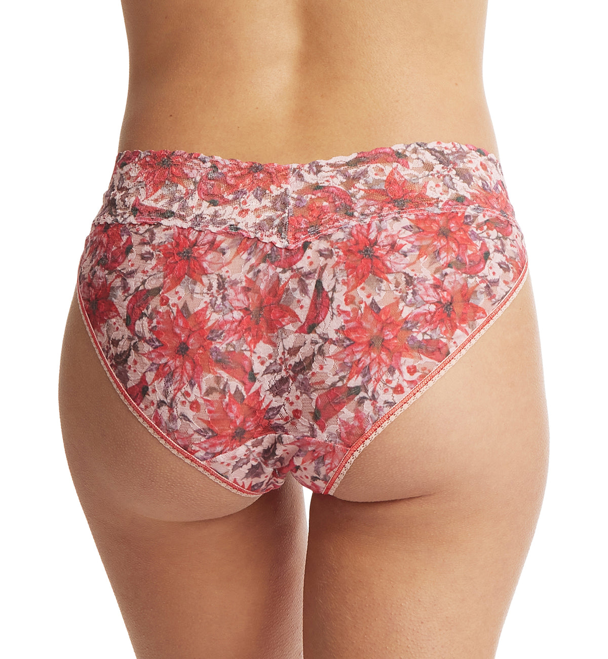 Hanky Panky Signature Lace Printed V-kini (PR482374),XS,Poinsettia - Poinsettia,XS