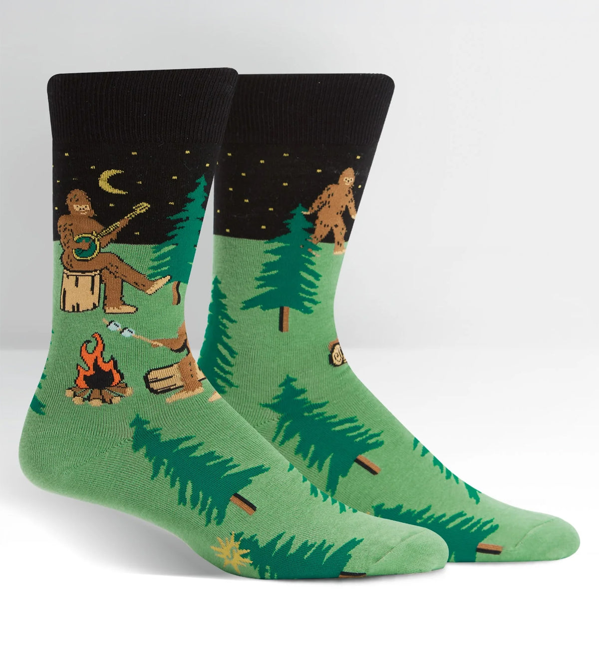 SOCK it to me Men's Crew Socks (mef0372),Sasquatch Camp Out - Sasquatch Camp Out,One Size